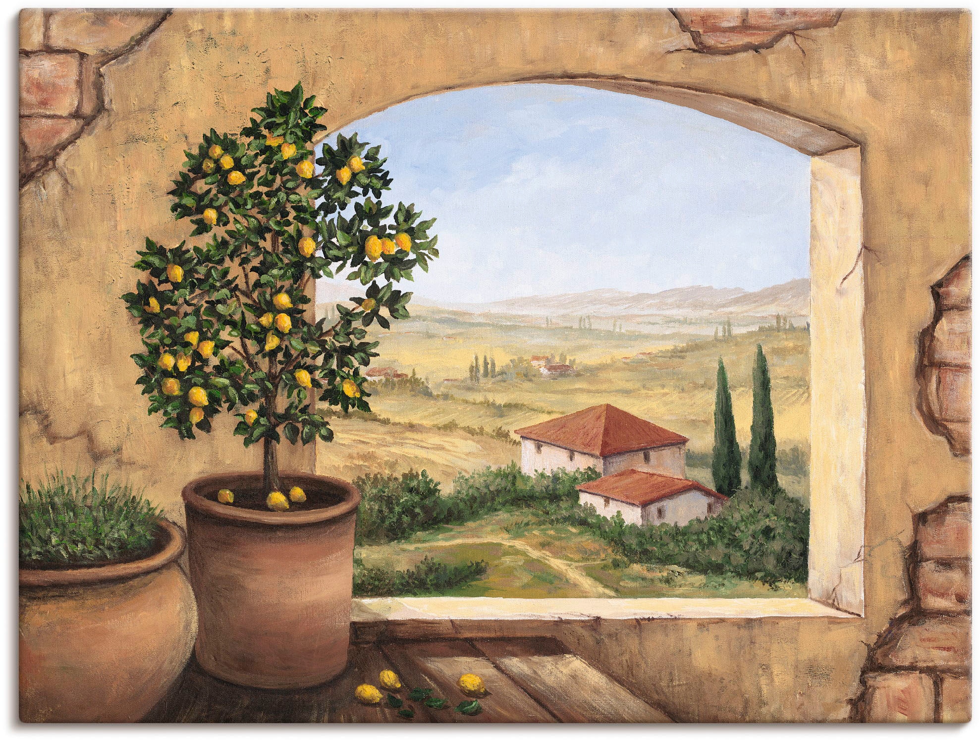 Fensterblick, oder bequem Poster der Wandbild in versch. (1 in »Fenster Artland Wandaufkleber Toskana«, als Leinwandbild, kaufen St.), Alubild, Größen
