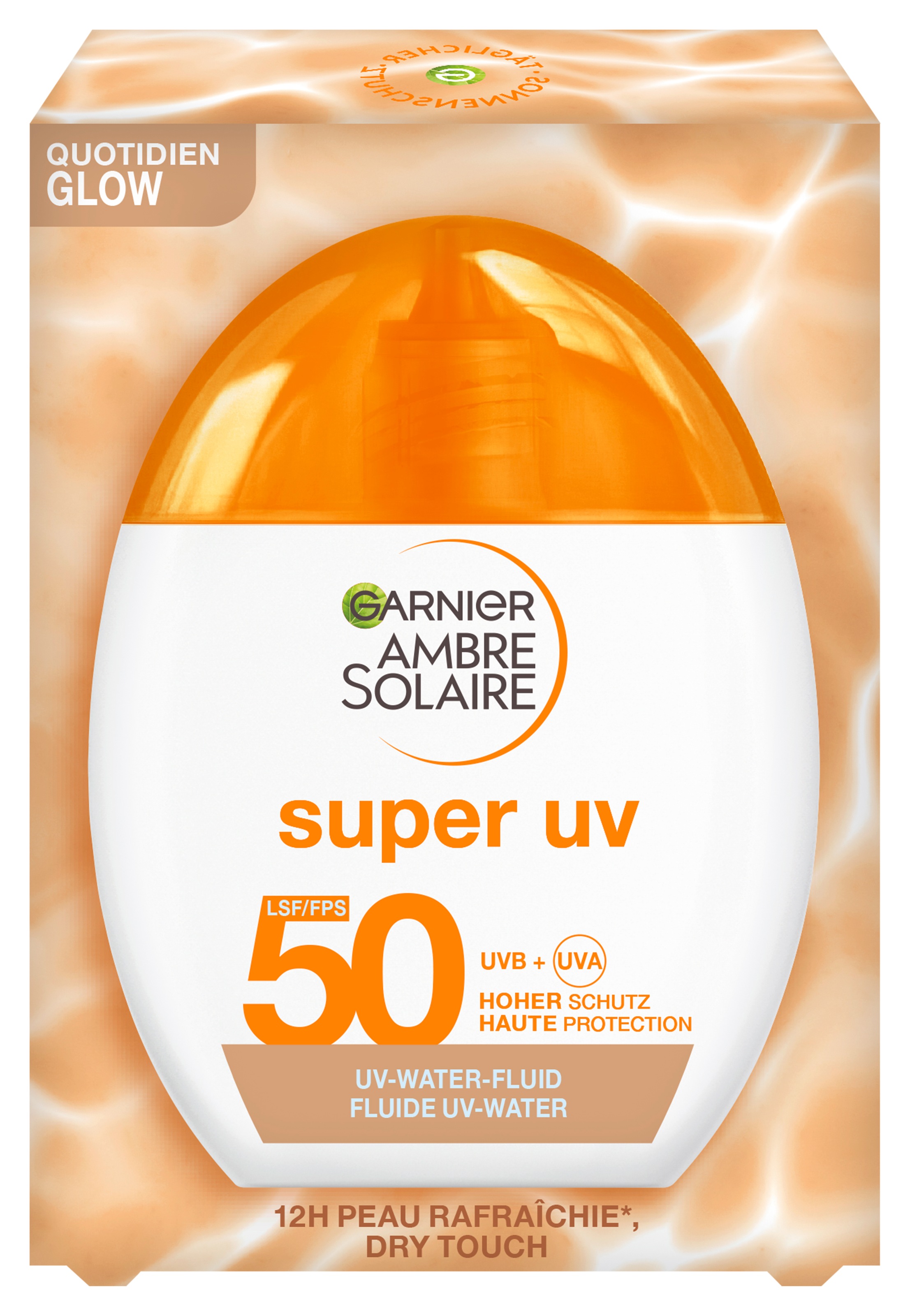 GARNIER Sonnenschutzfluid »SUPER UV UV-WATER-FLUID GLOW LSF 50« für das Gesicht, leichte Fluid-Textur, mit LSF 50