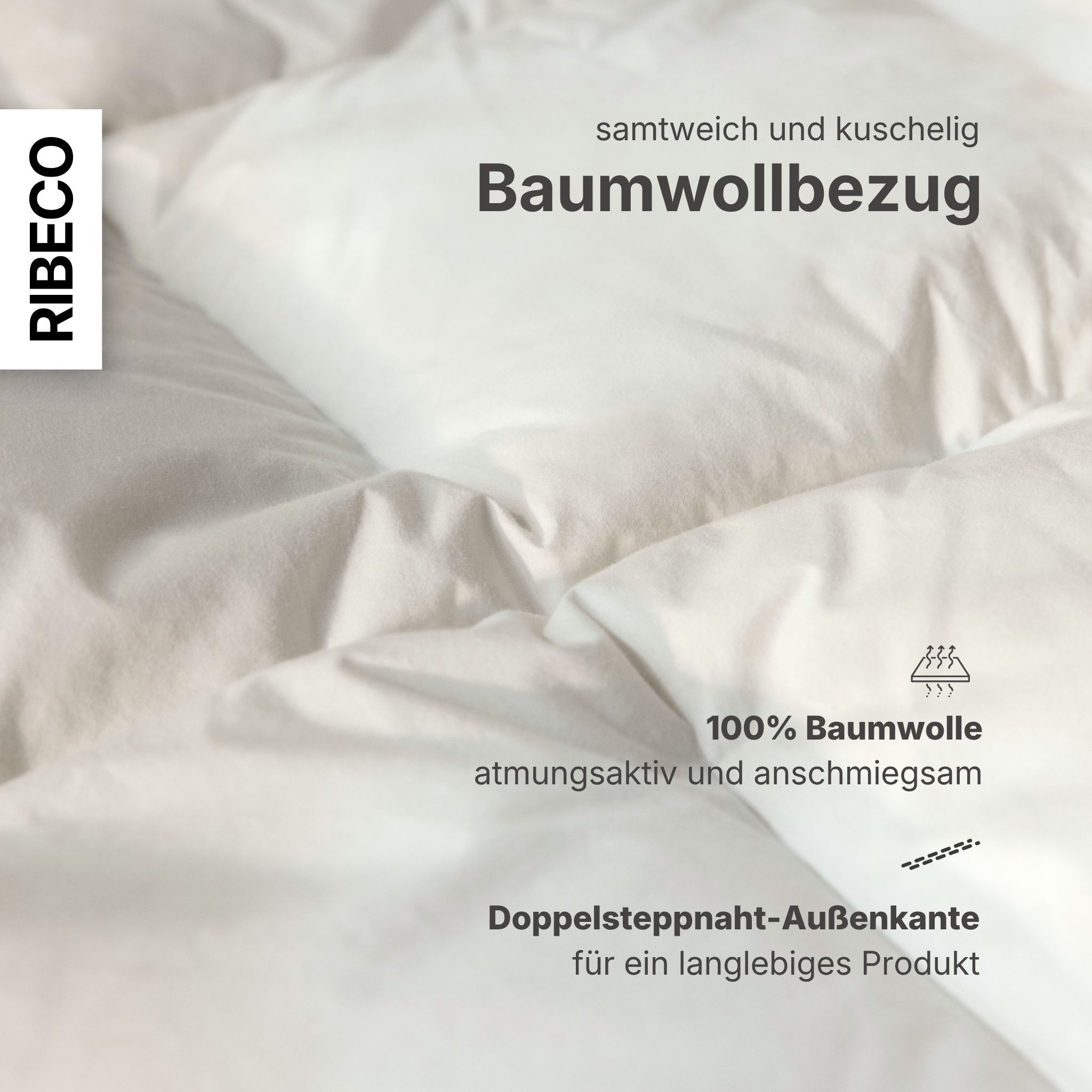 RIBECO Federbettdecke »Bettdecke in 135x200 und 155x220cm Topseller,« extrawarm Füllung 90Federnund10Daunen 1 Stk. tlg. Daunen und Federn, Made in Germany, mit gratis 80x80 cm Kissen