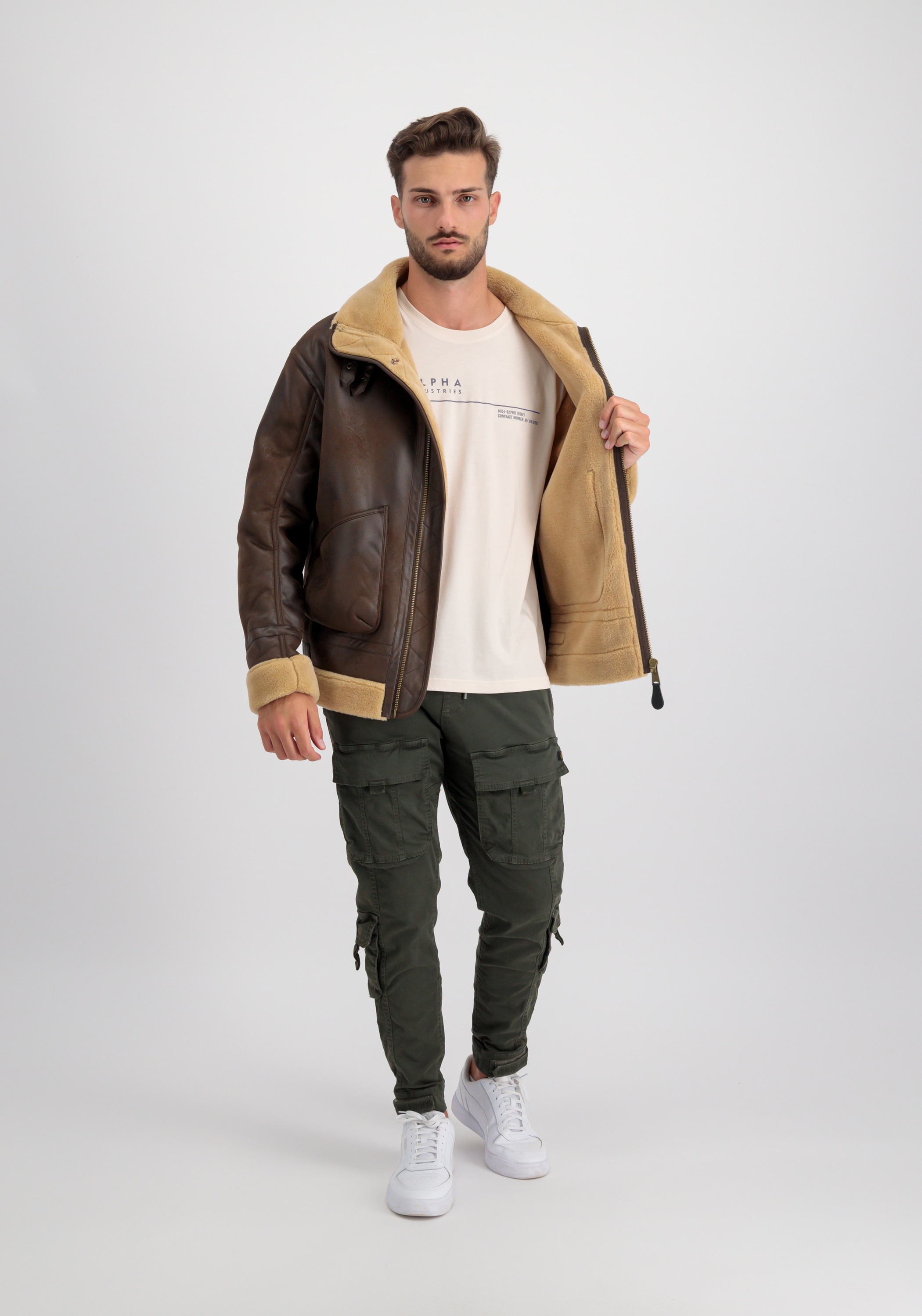 Alpha Industries Lederjacke »ALPHA INDUSTRIES Men - Leather & Vegan Jackets B3 Arctic«