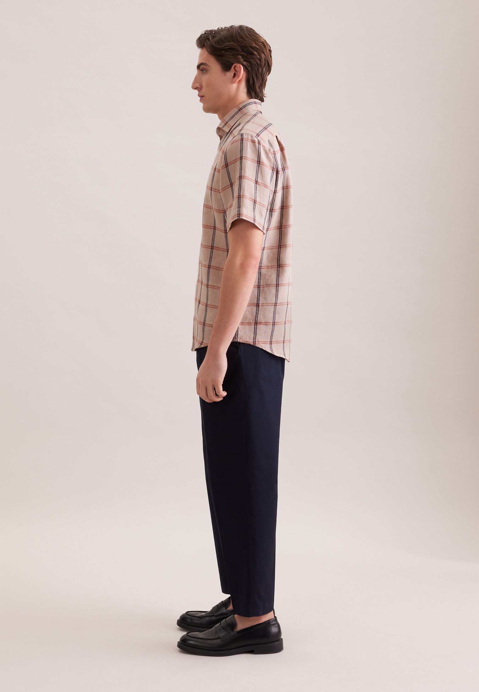 seidensticker Leinenhemd »Schwarze Rose« Regular 1/2 Kentkragen Karo