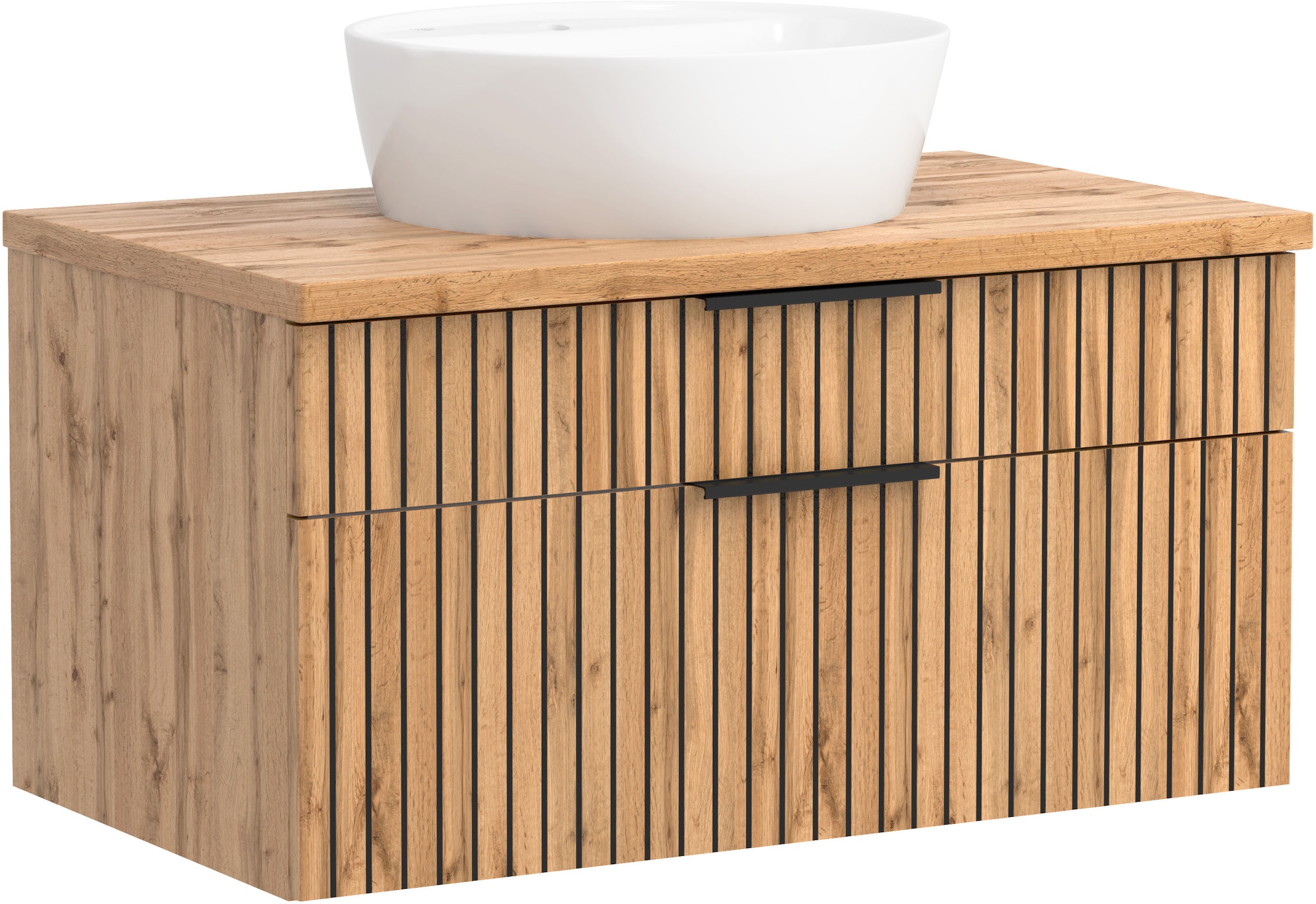 welltime Badmöbel-Set »Welltime, Carlton Waschtisch-Set, 80 oder 120 cm, gestreift«, (2 St.)