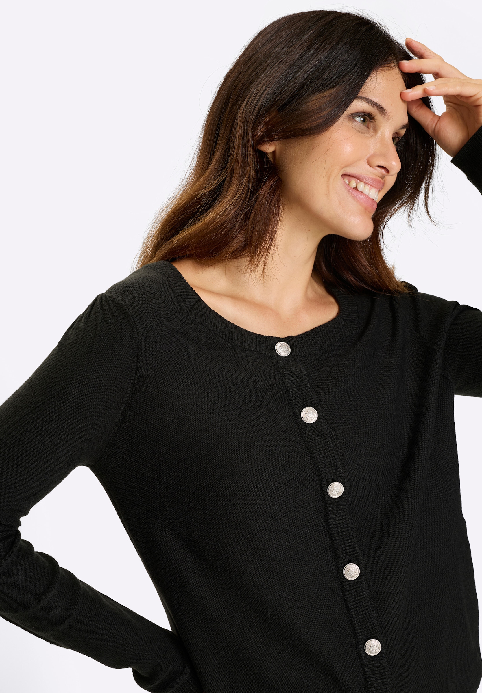 Sieh an! Trachtenstrickjacke »Strickjacke Strickjacke mit Trachtenknöpfen«