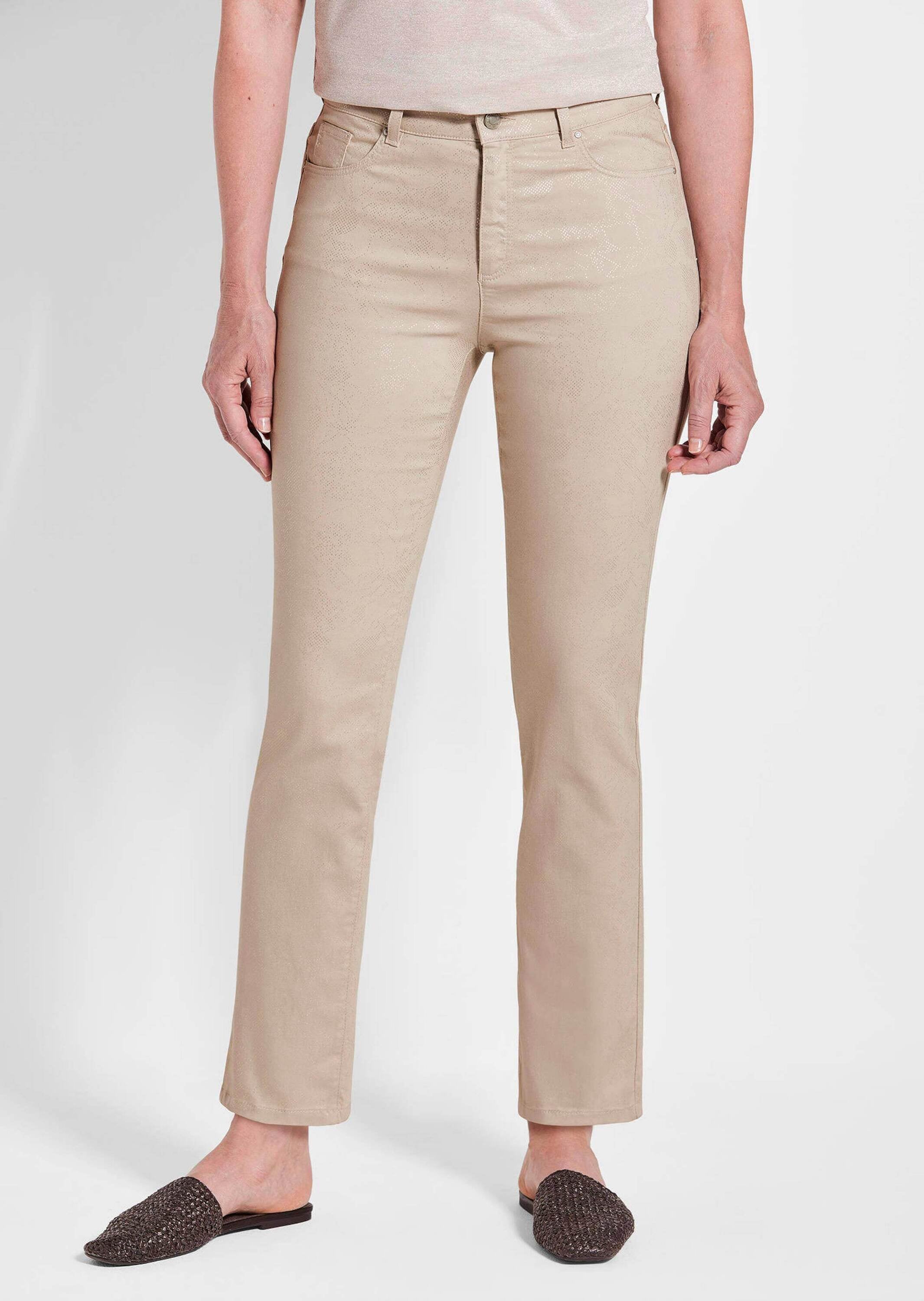 GOLDNER 2-in-1-Hose »Kurzgröße Knöchellange Jeans CARLA in Braun«