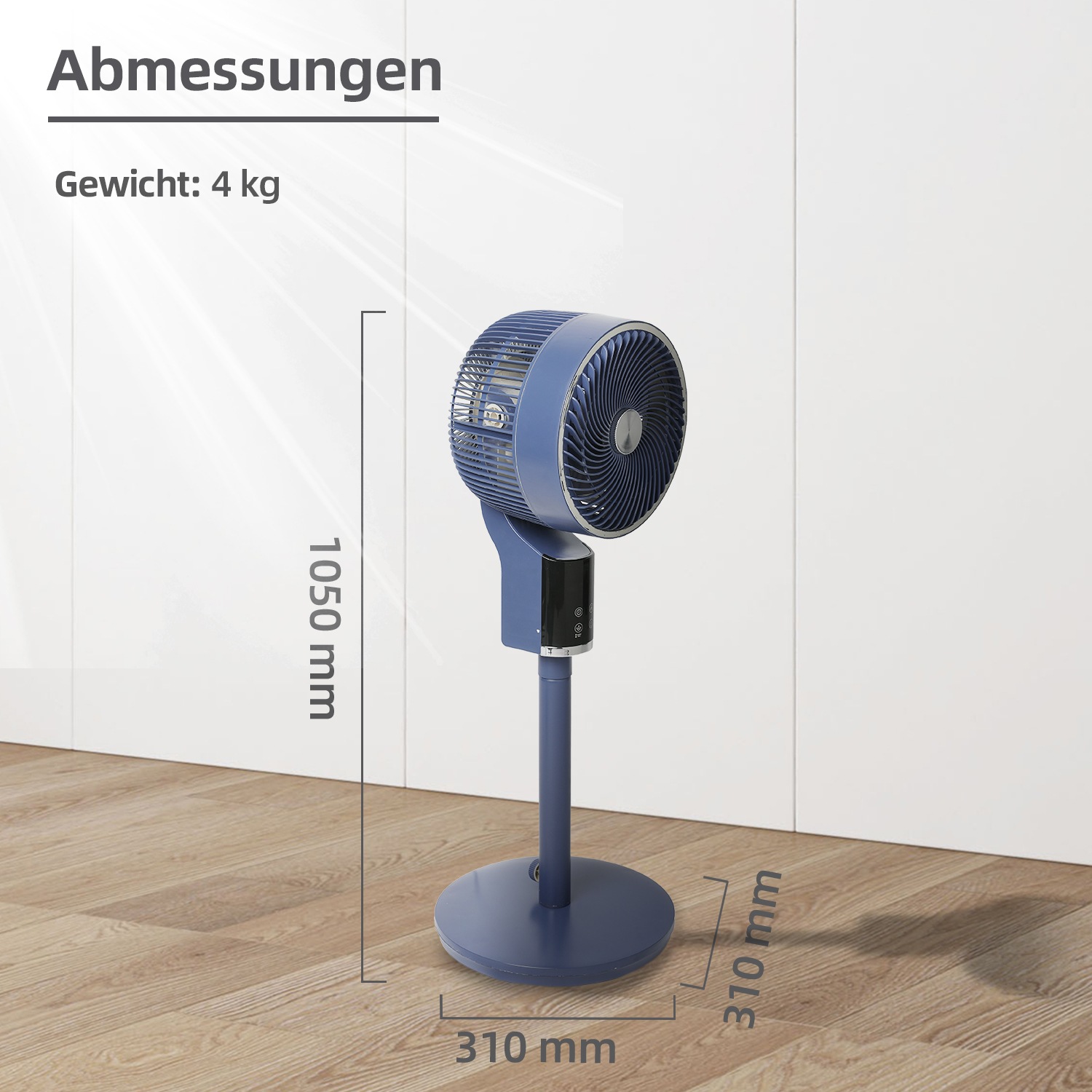 be cool Standventilator »Design-Standventilator 26cm mit 3D-Oszillation & Aromabox blau«, 3D-Osszilation, Aromabox