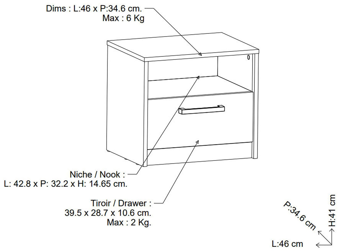 Demeyere GROUP Nachttisch »Watson« Nachttisch mit 1 Schublade