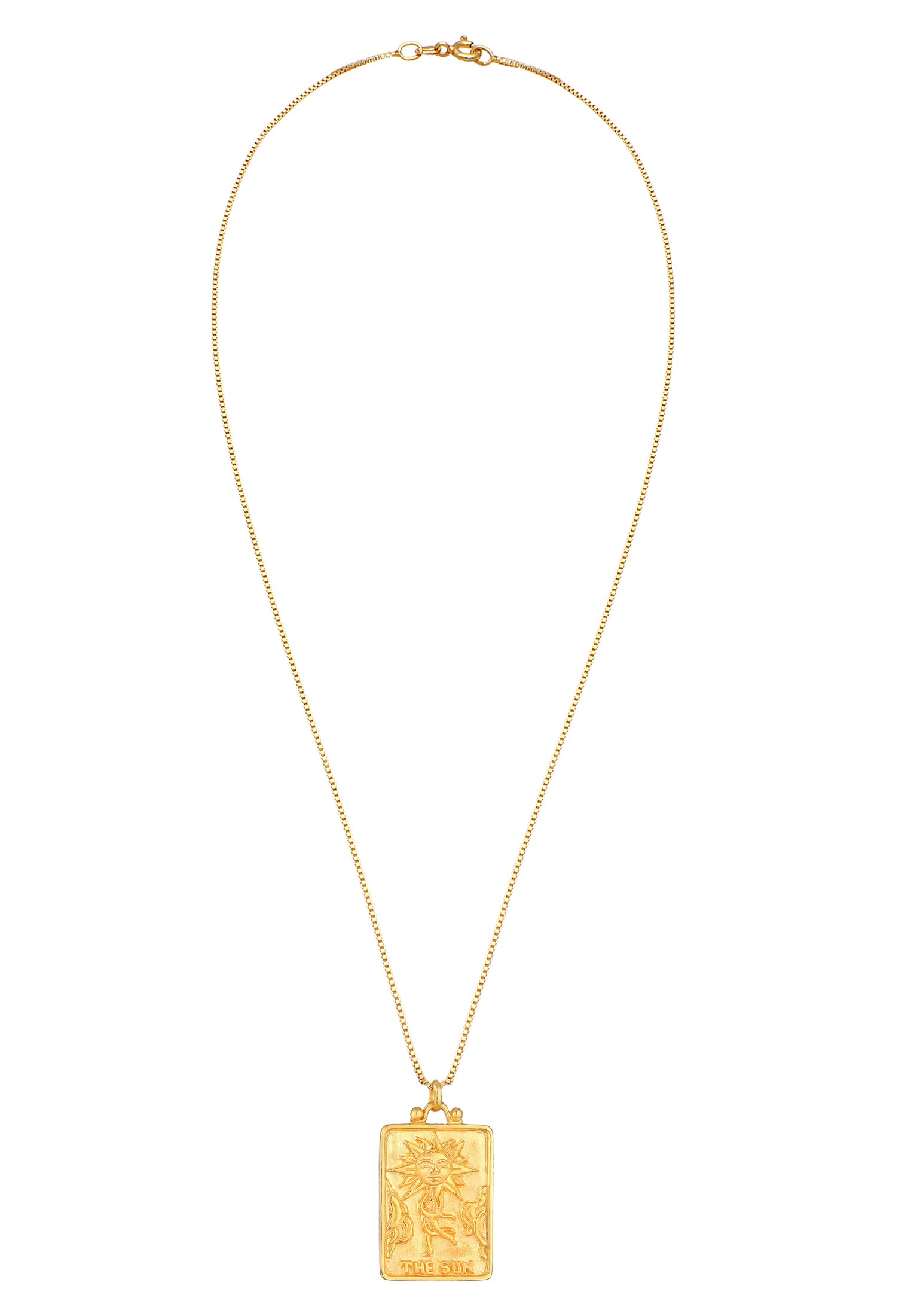 Elli Lange Kette »Halskette Sonne Münz-Anhänger Rechteck Vintage 925er Silber«