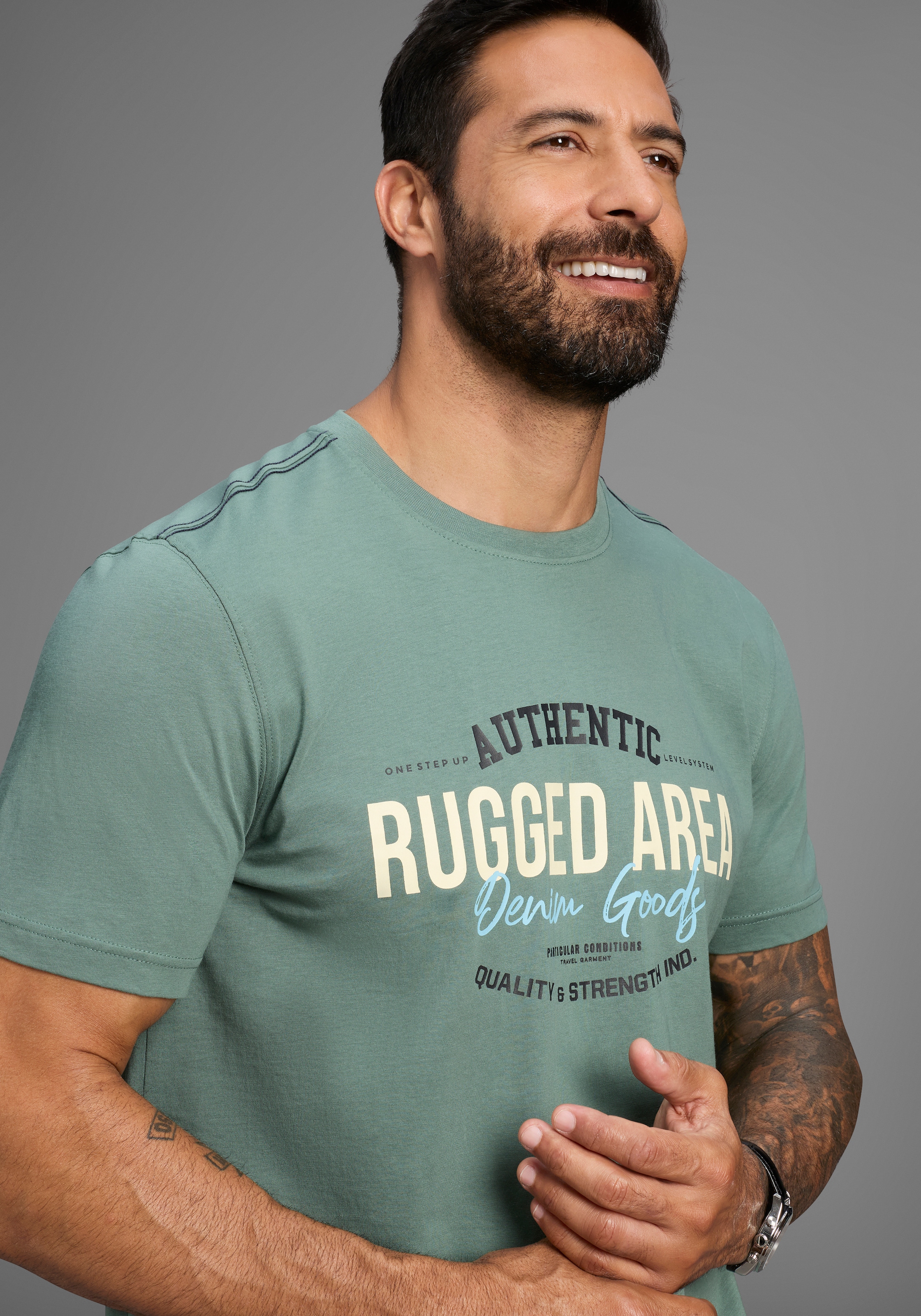 Man's World T-Shirt Kurzarm,  Regular Fit,  mit Print,  Rundhalsausschnitt