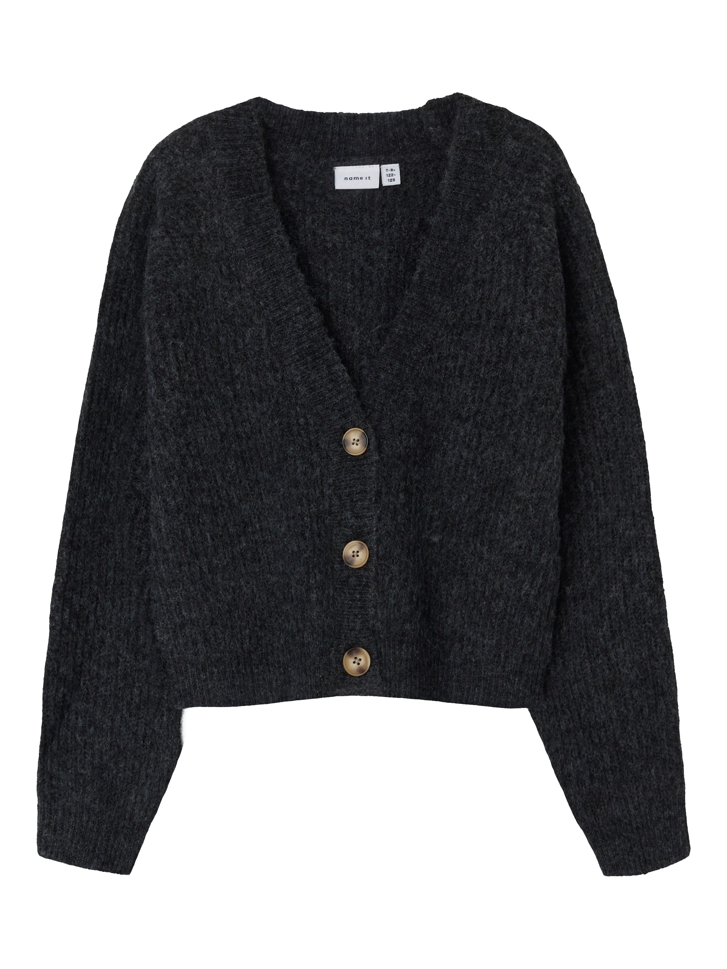 Name It Strickjacke »NKFHOLLY BOXY SHORT KNIT CARD NOOS« in modischer Boxy-Form, mit tiefem V-Ausschnitt, Rippstrick