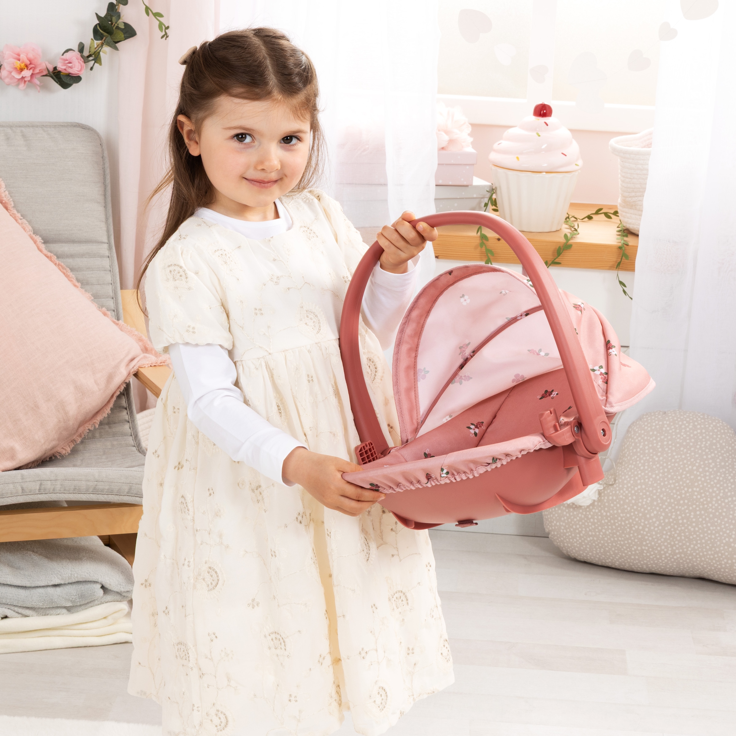 Bayer Puppen Autositz »4in1 Puppen-Autositz mit Wippe, rosa« Puppenhochstuhl, -bett, -schaukel oder -trage