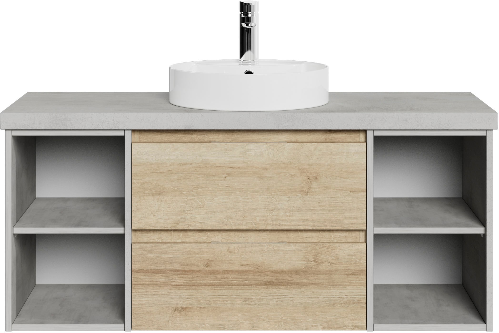 Saphir Waschtisch "Serie 4035 Keramik-Aufsatzbecken mit Unterschrank, 118 cm breit" Waschplatz, 2 Schubladen, inkl. Schubladendämpfer, mit Griffuge