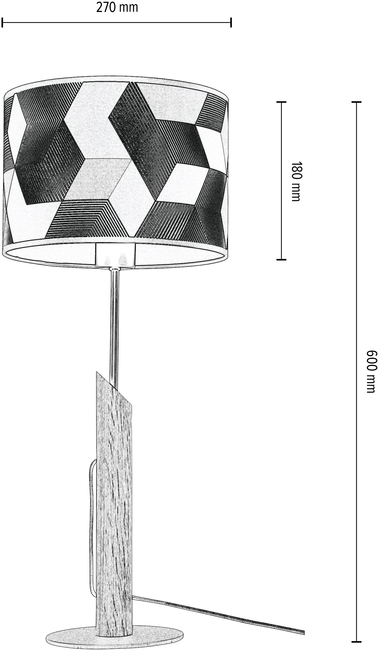BRITOP LIGHTING Tischleuchte »ESPACIO«, 1 flammig, Leuchtmittel E27 | ohne Leuchtmittel, Aus Eichenholz mit FSC®-Zertifikat, Schirm aus laminierter Tapete