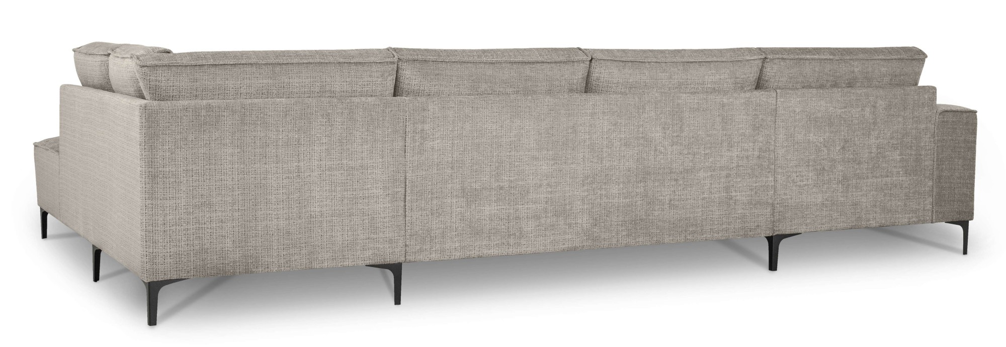 Places of Style Wohnlandschaft »XXL Sofa Oland, Struktur, Flachgewebe, Luxus-Microfaser, Boucle«, U-Form, 345 cm, Wellenunterfederung, Skandi-Design, Metallfüße