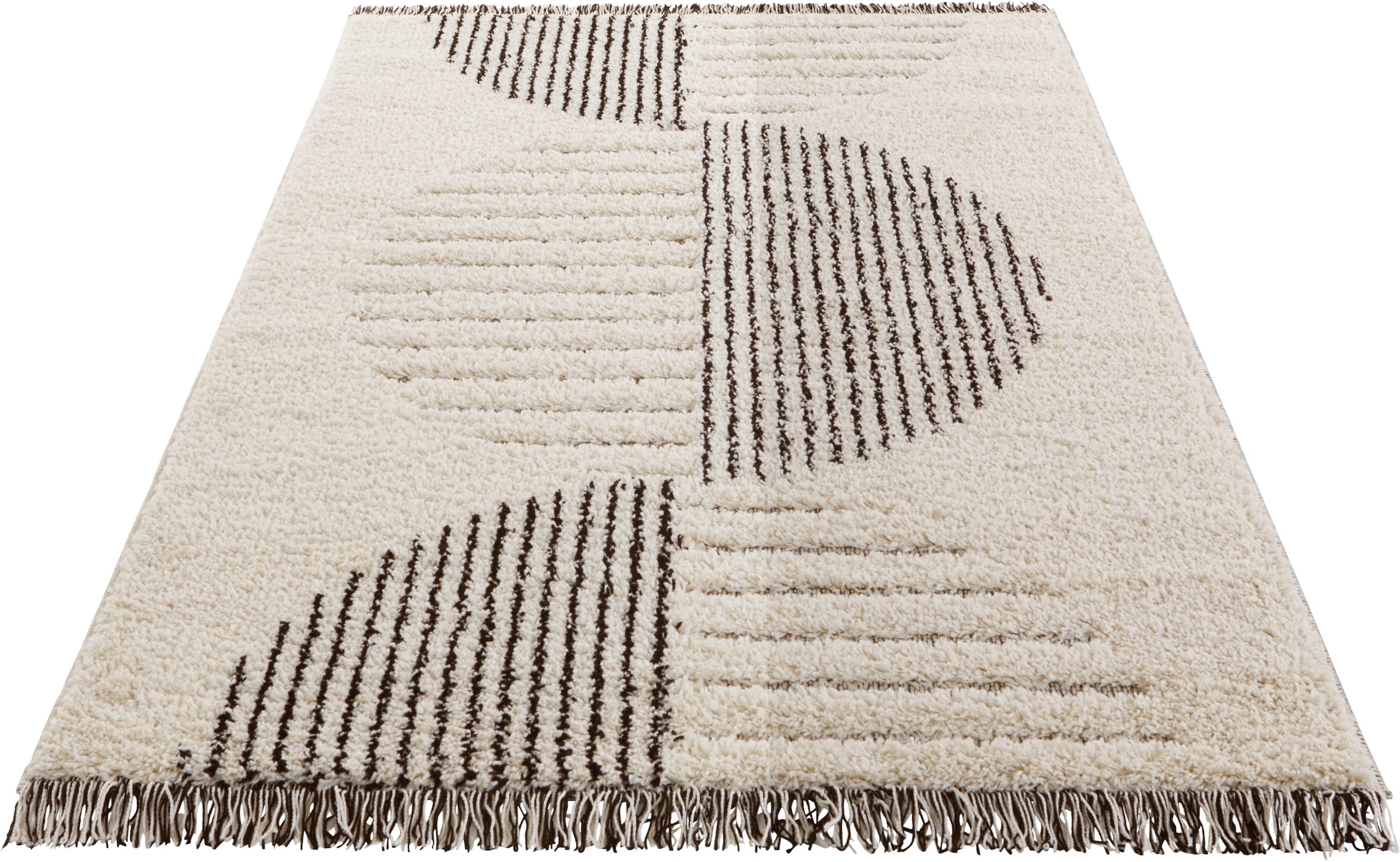 HANSE Home Hochflor-Teppich Shaggy, rechteckig, Hoch-Tief Wohnzimmer, »Akan«, Flauschig, Optik, Schlafzimmer Weich