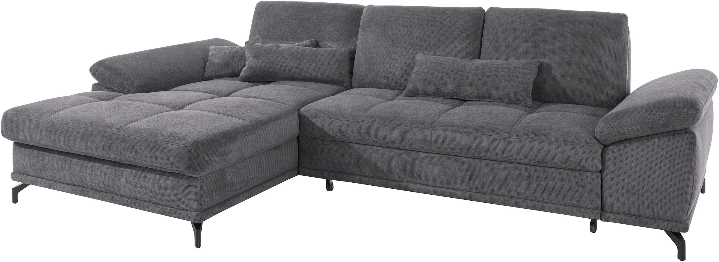 Places of Style Ecksofa Costello, mit Sitztiefenverstellung und Armlehnfunktion, incl. 3 Nierenkissen