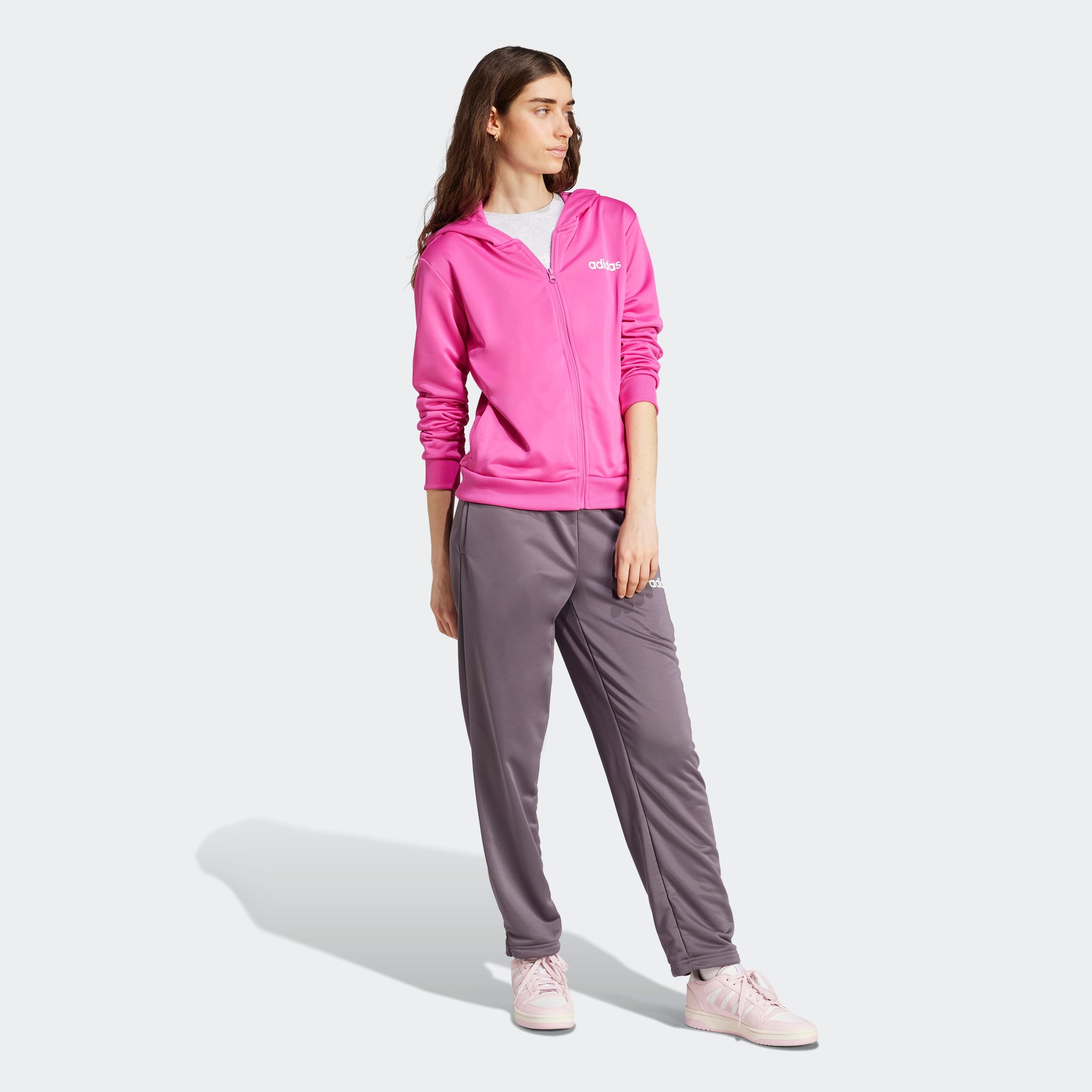 adidas Sportswear Trainingsanzug »W LINEAR TS«, (2 tlg.), Trainingsjacke mit Kapuze, Tracksuit
