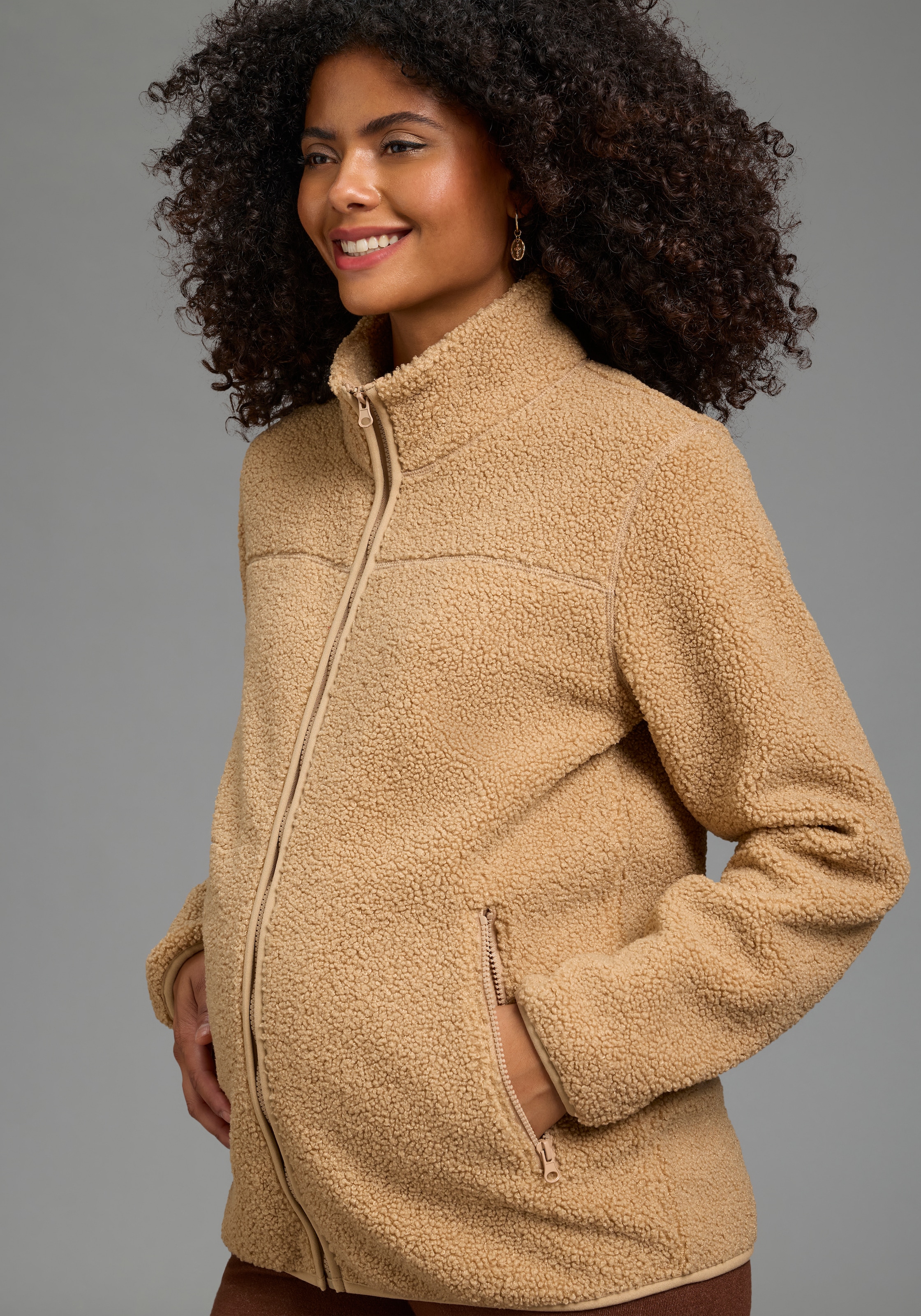 Neun Monate Umstandssweatjacke »2in1 Umstandsfleecejacke mit zippbaren Baby-Einsatz« mit Stehkragen, aus weichem Fleece, bequeme Passform