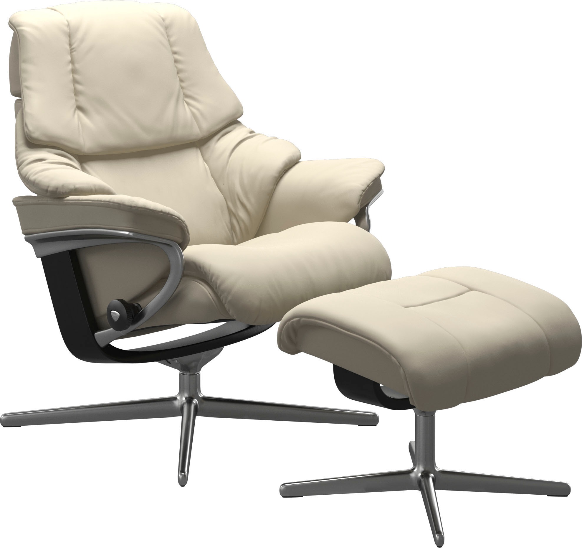 Stressless® Relaxsessel »Reno« Set, Relaxsessel mit Hocker,  mit Hocker, mit Cross Base, Größe S, M & L, Holzakzent Schwarz