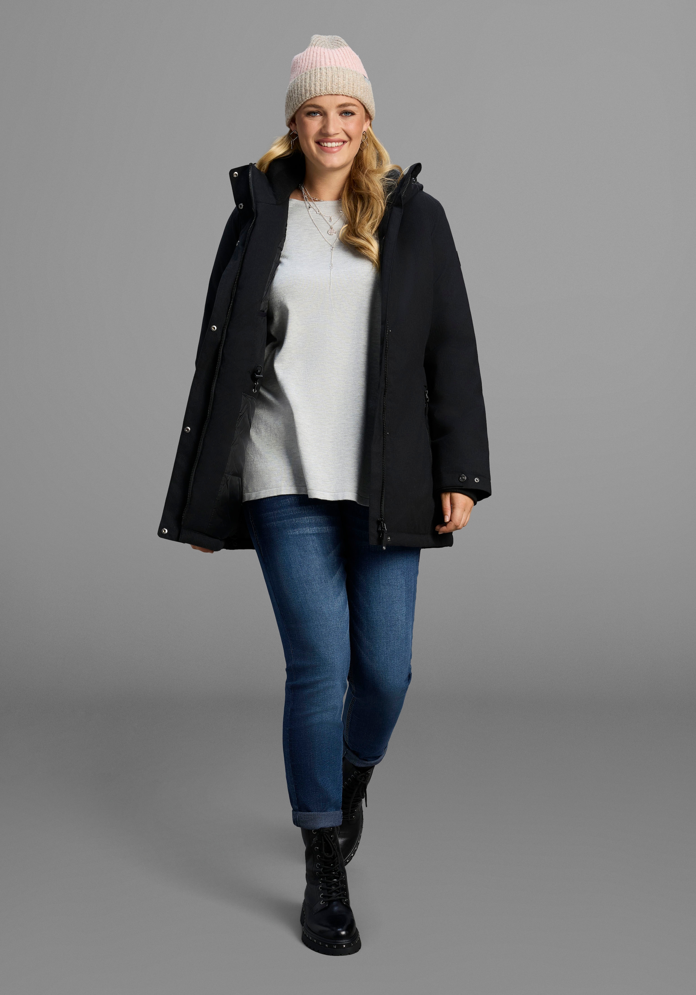 Polarino Funktionsparka mit Kapuze Große Größen, Winterjacke,  wasserabweisend, winddicht  atmungsaktiv