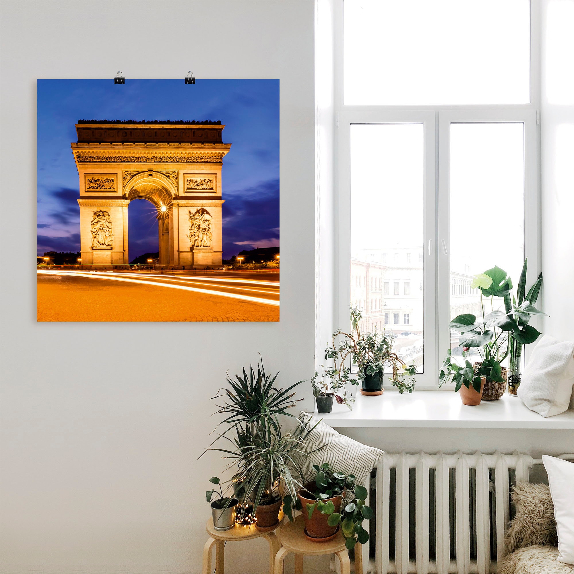 Artland Wandbild »Paris kaufen in Poster St.), Abend«, am oder Größen Alubild, (1 Triumphbogen Wandaufkleber Gebäude, bequem versch. als Leinwandbild