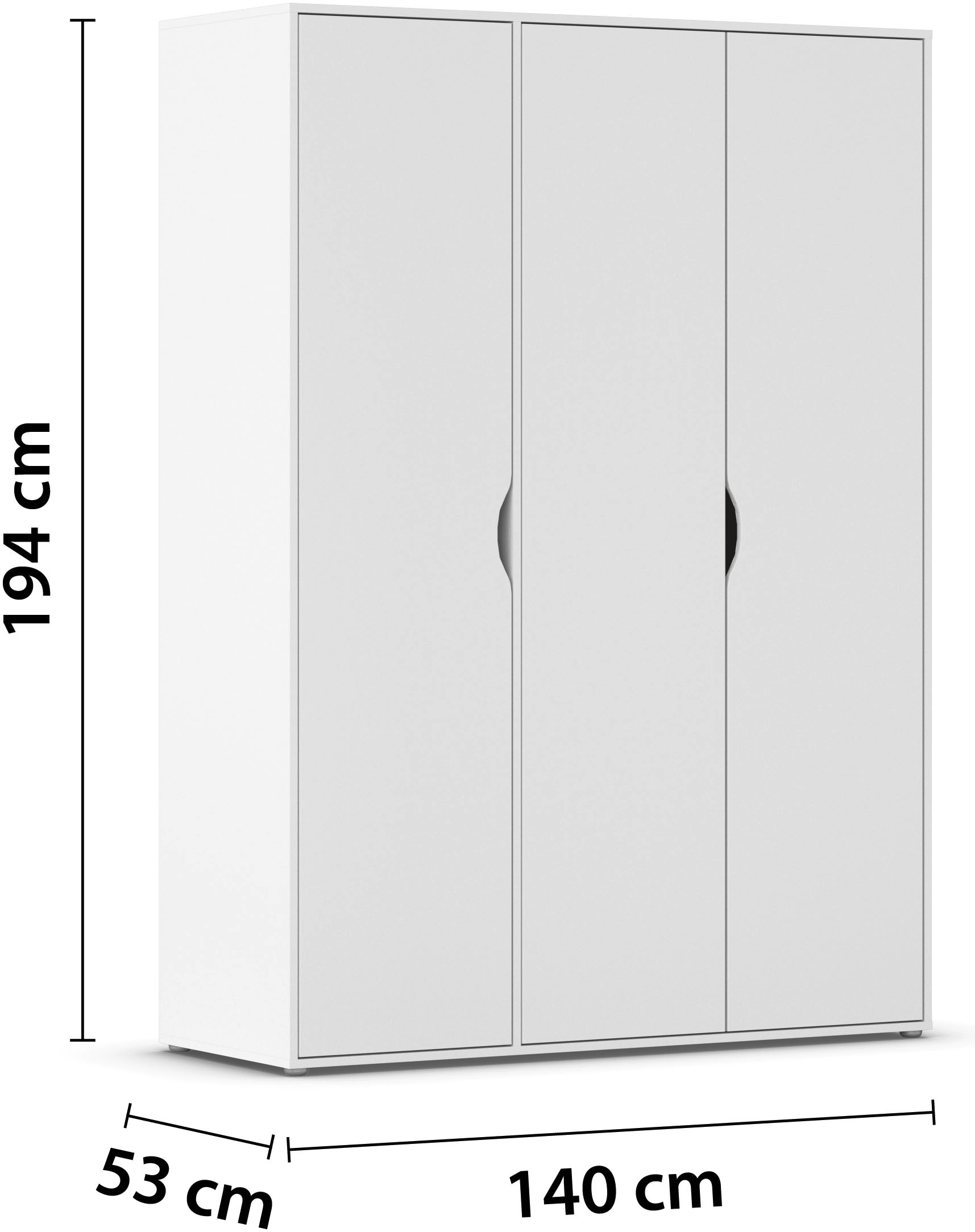 rauch Drehtürenschrank »Kleiderschrank Schrank Garderobe Wäscheschrank NARAI viel Stauraum«, (in 3 verschiedenen Ausstattungen BASIC/CLASSIC/PREMIUM), Griffausfräsungen für eine grifflose Optik TOPSELLER MADE IN GERMANY