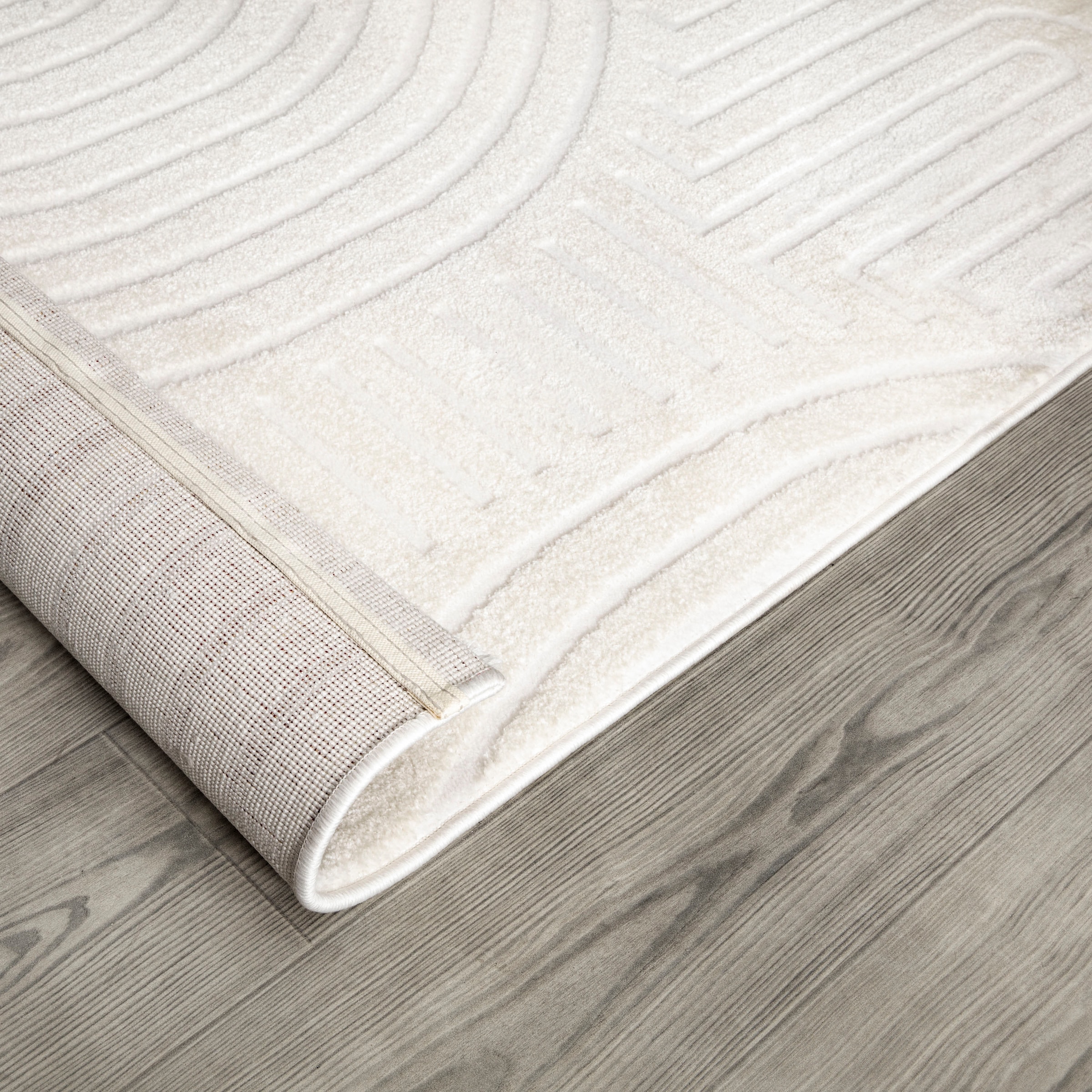 Paco Home Teppich »Luzern 654«, rechteckig, 13 mm Höhe, Kurzflor, Uni Farben, Hoch-Tief-Struktur, Scandi Design