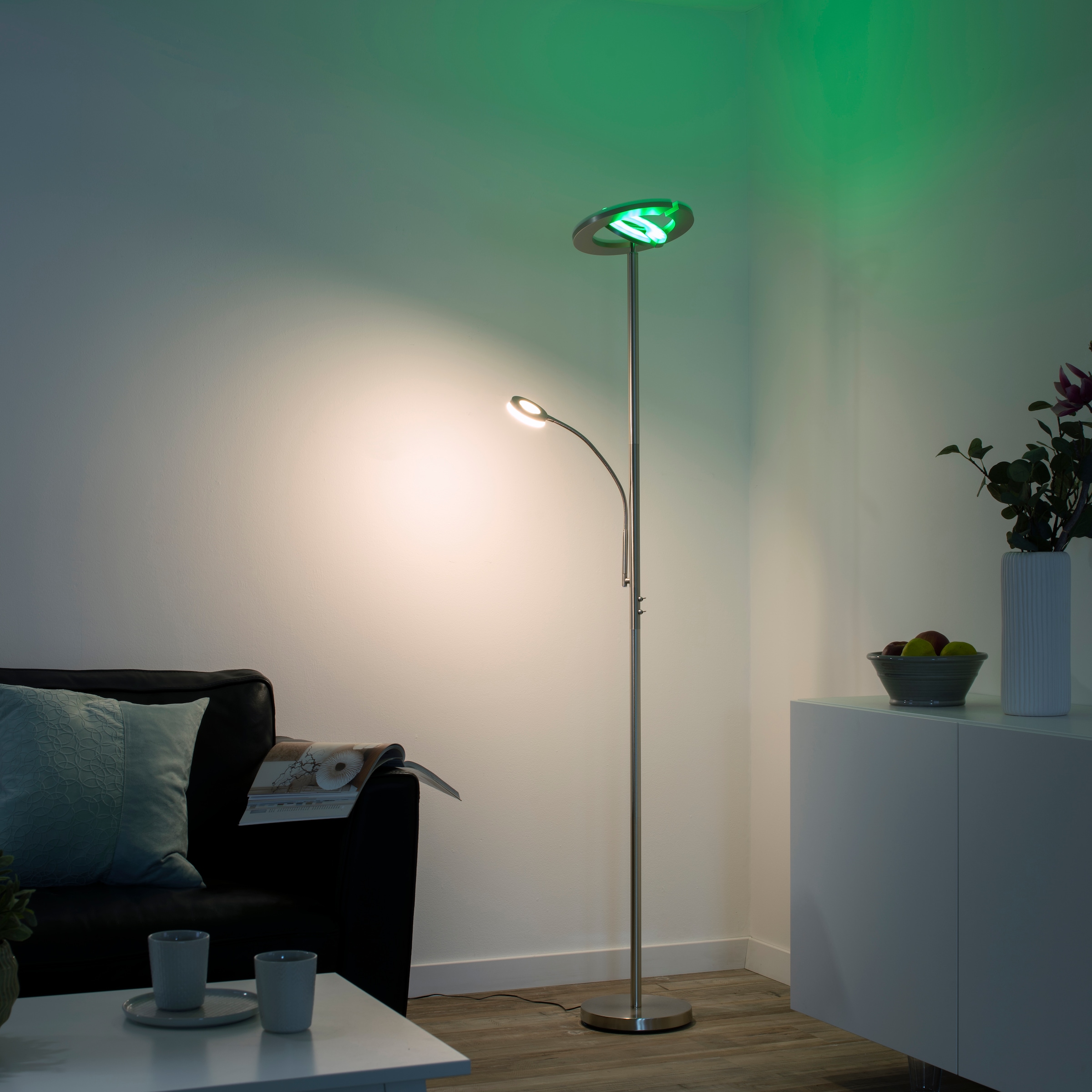 Leuchten Direkt Stehlampe »Ls-ROCCO«, Infrarot Fernbedienung, XXL Smarthome | kaufen fähig 3 Garantie inkl., flammig-flammig, 2 RGB+tunable online white, mit Jahren