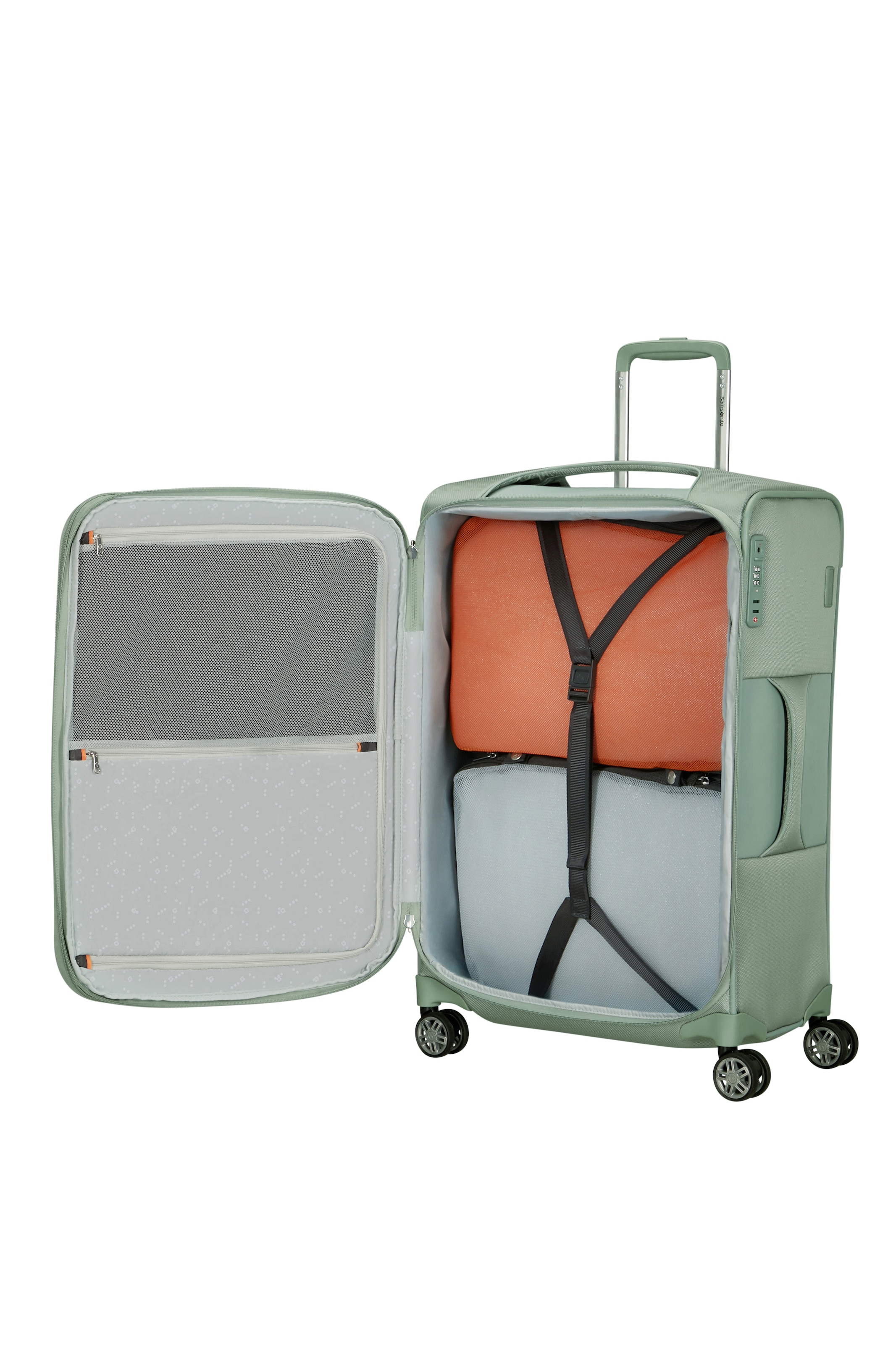 Samsonite Weichgepäck-Trolley »RE-LITE, verschiedene Größen und Farben« Set, mit 2 Packwürfeln, 2 Stk. tlg. 79 l 4 Rollen Unisex Koffer, arretierbares, versenkbares Druckknopf-Trolleysystem