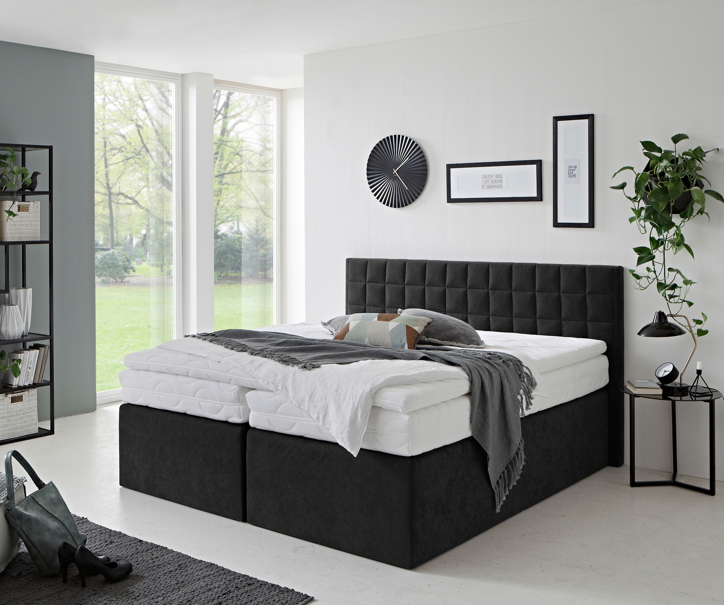 Westfalia Schlafkomfort Boxspringbett »Dublin, wahlweise mit Topper in verschiedenen Härtegraden erhältlich« mit schöner Kopfteilversteppung