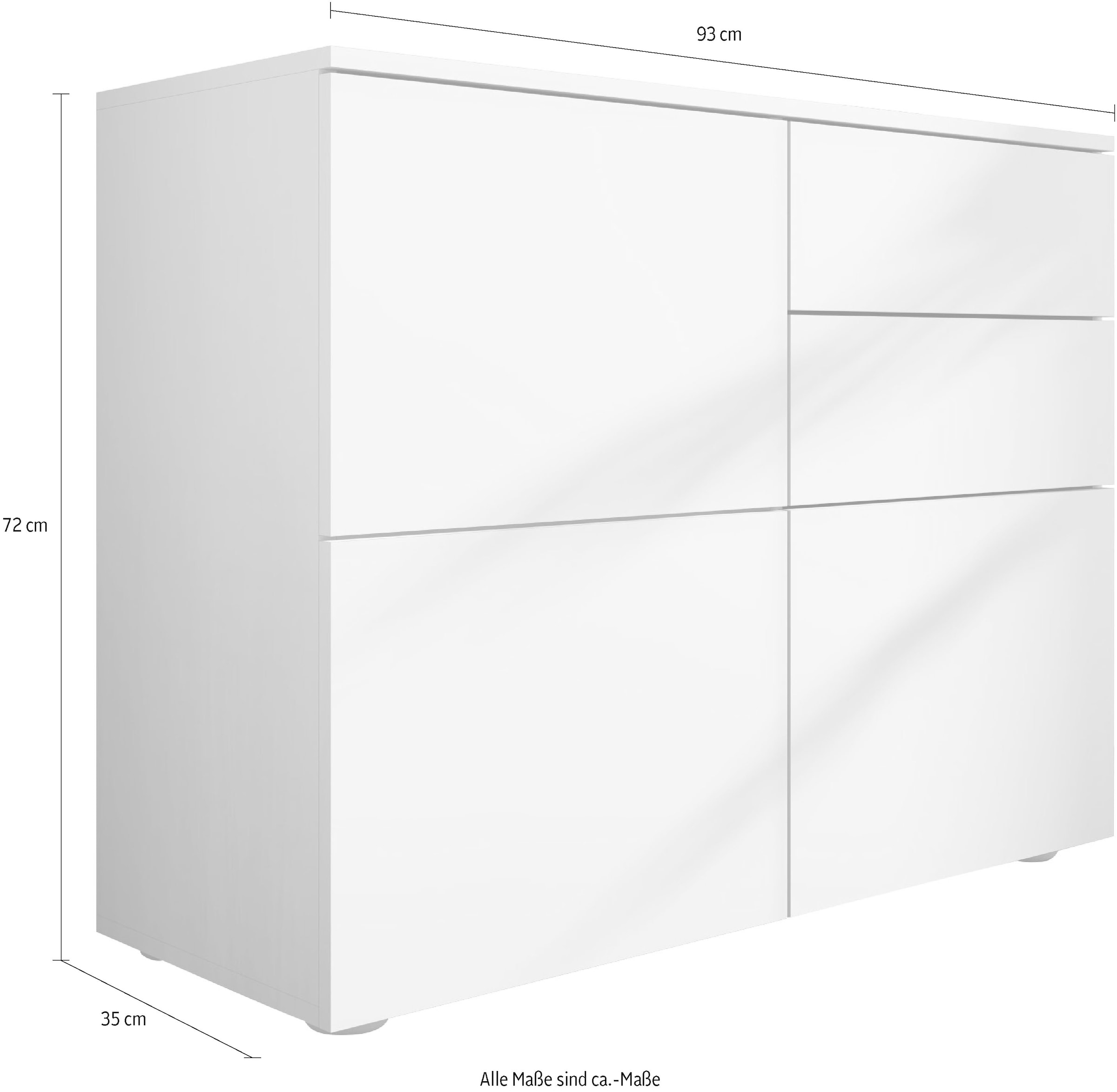 borchardt Möbel Kommode »Rova, modern, grifflos, praktisch, 3 Türen« Push-To-Open, verstellbare Einlegeböden, viel Stauraum, Breite 93cm