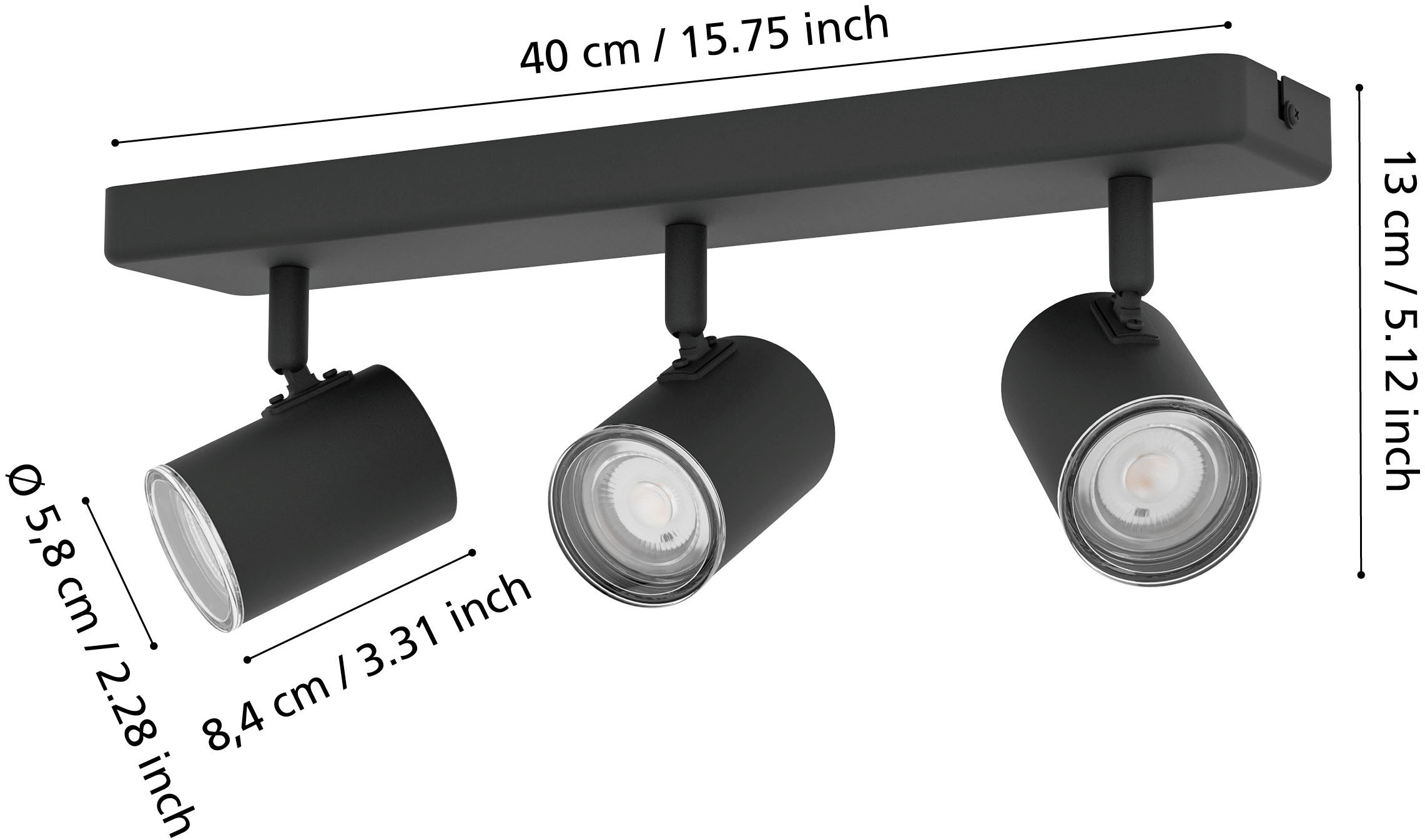 EGLO Deckenspot »CONSUMA 1 Spotlampe - Stahl - GU10 - 3X5W - IP44« GU10 1 Stk. Wandleuchte, Wandspot, schwenkbar, Strahler, L40 x B8 x H13 cm