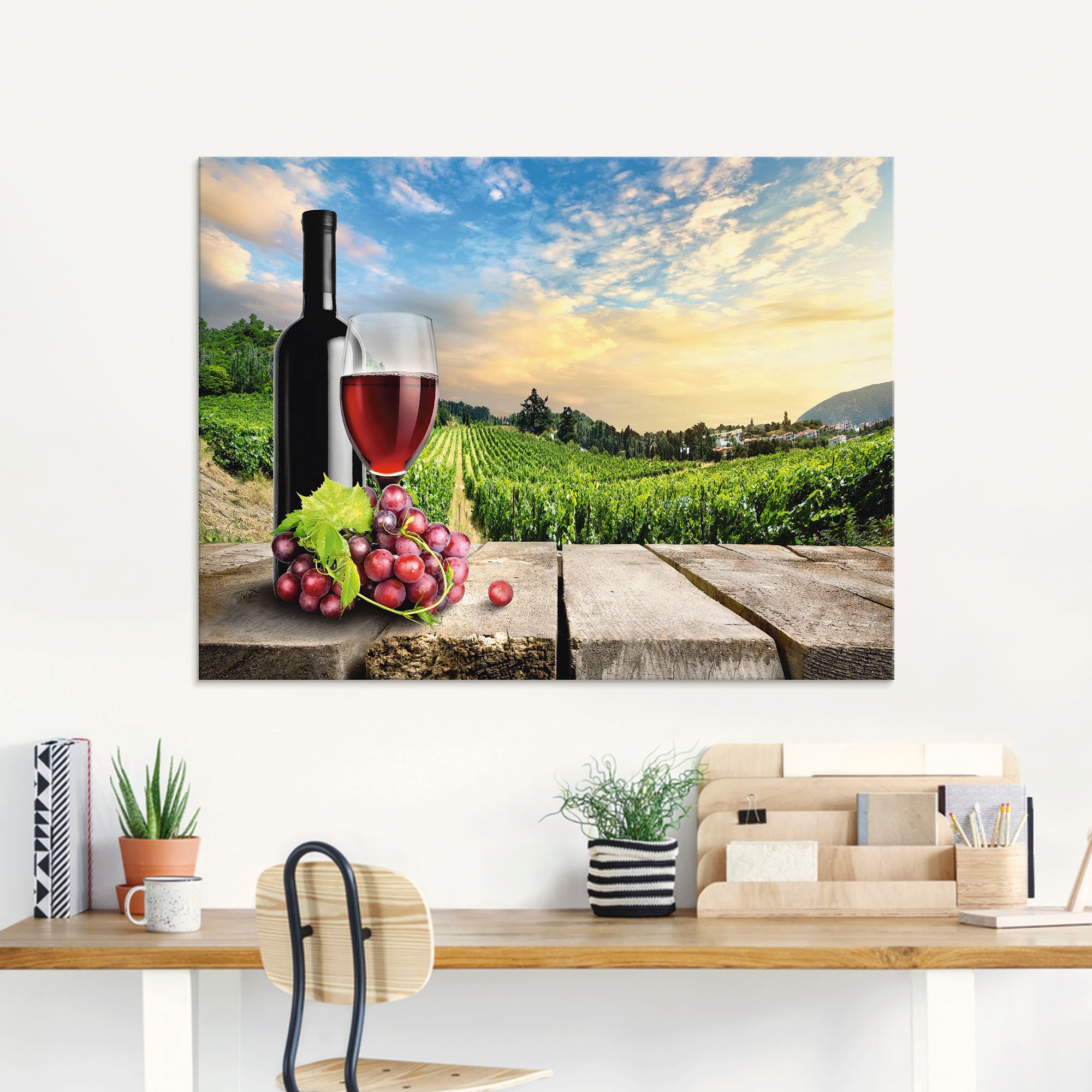 in verschiedenen vor Berge, Artland Größen kaufen Weinbergen«, bequem Glasbild »Wein St.), (1