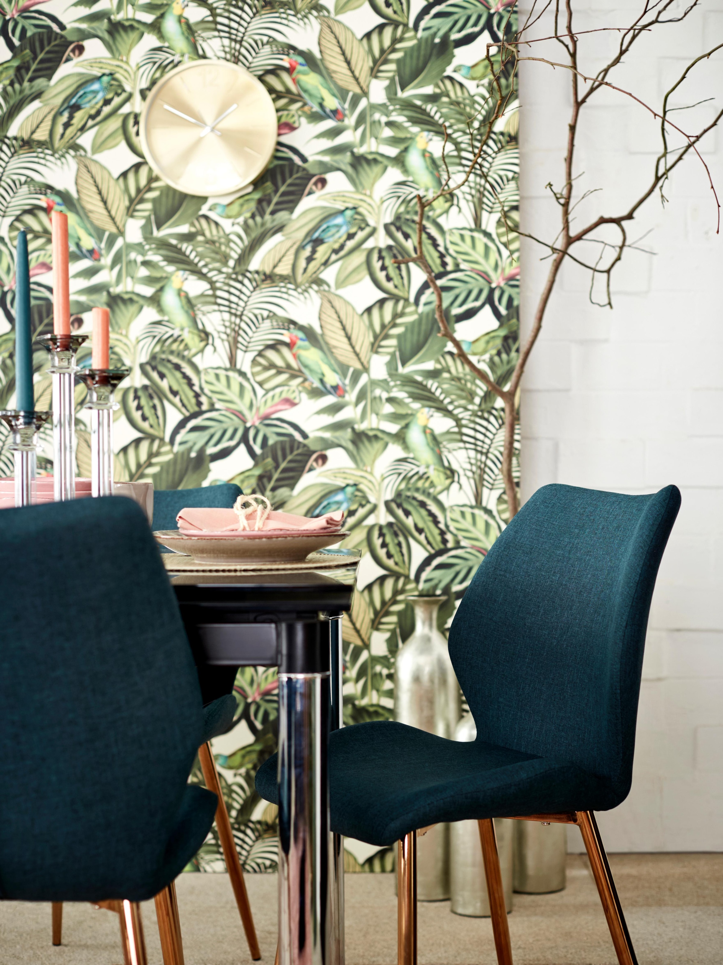 INOSIGN Esszimmerstuhl (Set) 2 Stk.Bezug in Webstoff, Metallgestell kupferfarben