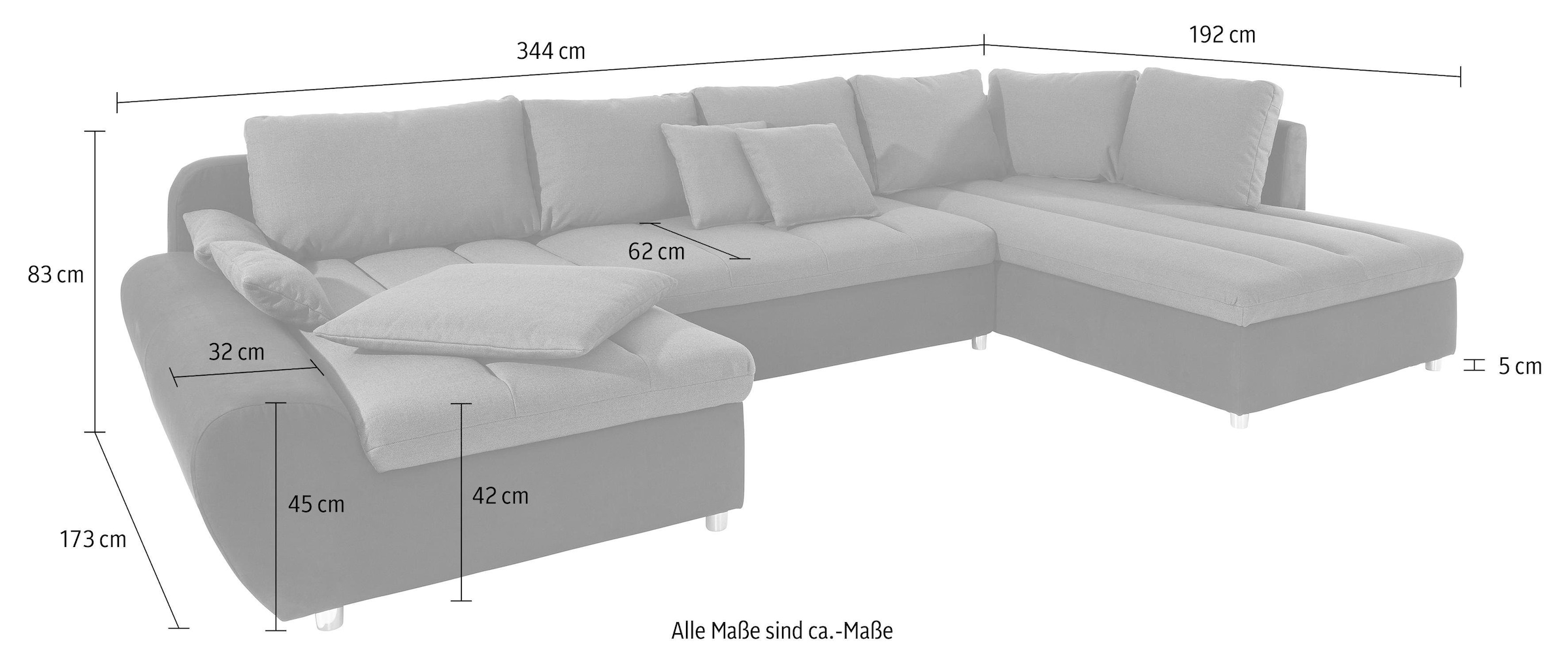 sit&more Wohnlandschaft »Top Bandos U-Form«, in 2 unterschiedlichen Größen, wahlweise mit Bettfunktion