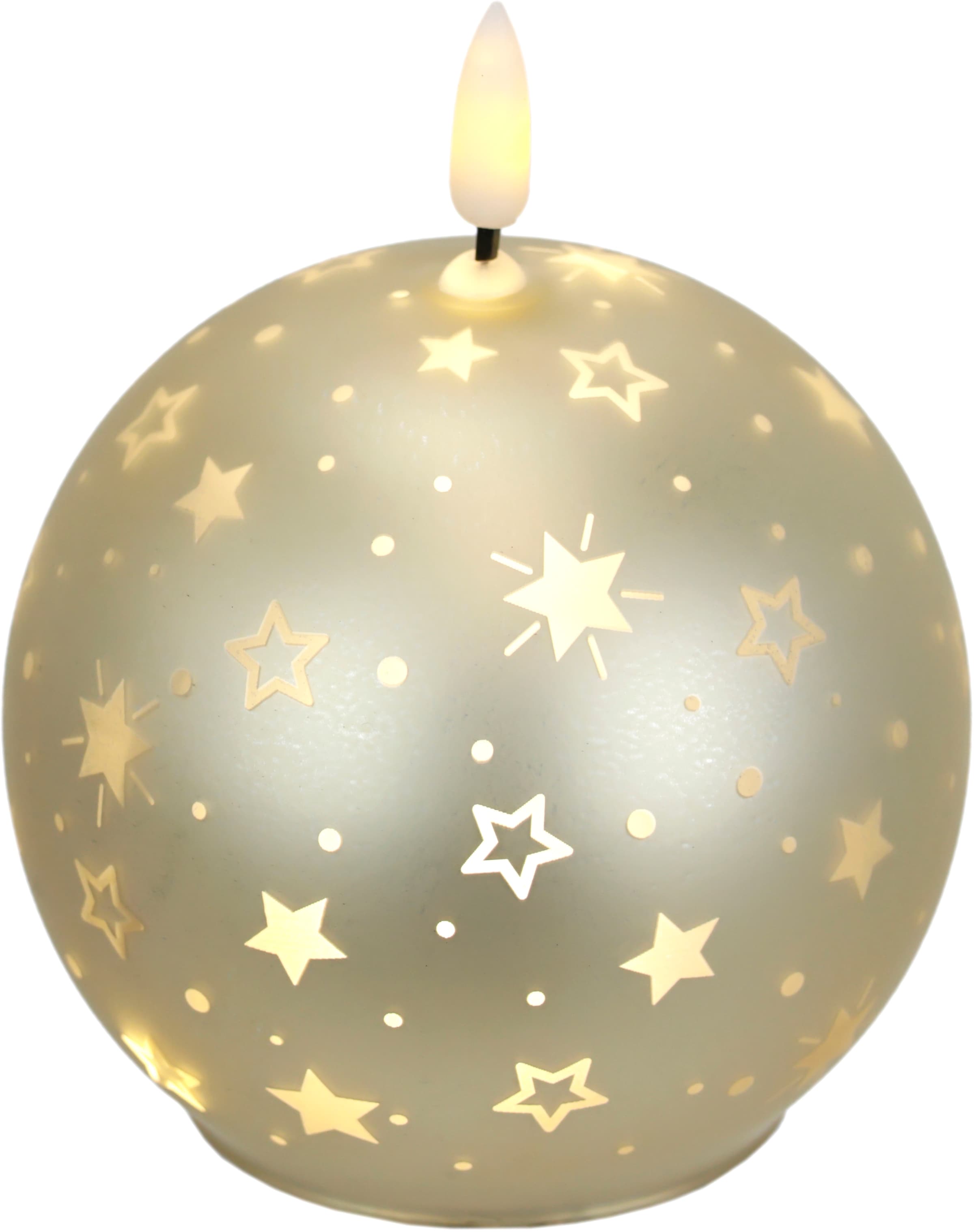 I.GE.A. LED-Kerze »Kugel-Kerze B« aus Glas batteriebetrieben mit Timer Adventskranz Adventskerzen