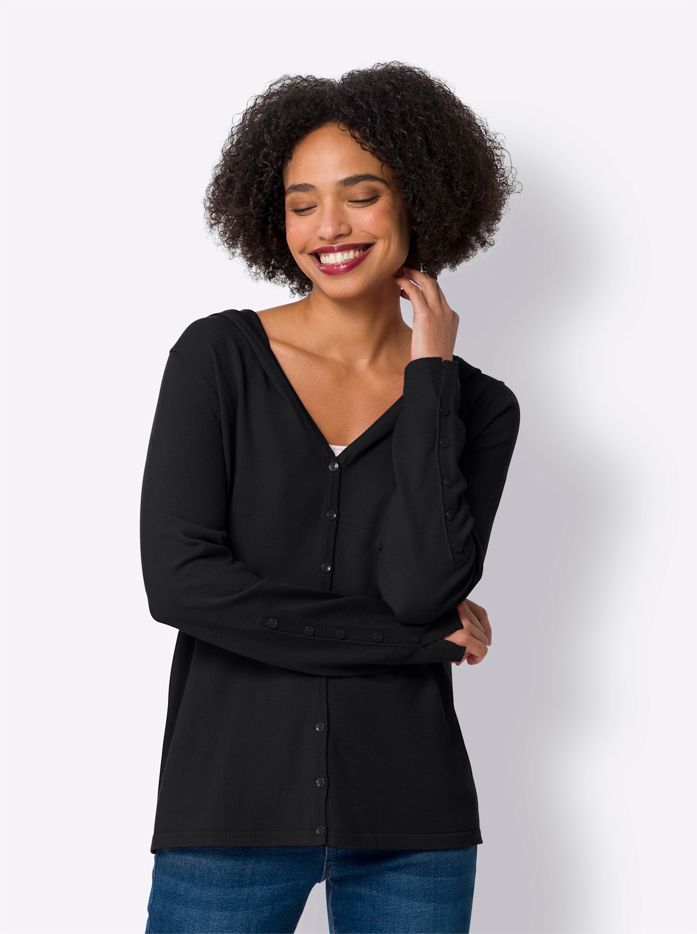 heine Kapuzenstrickjacke