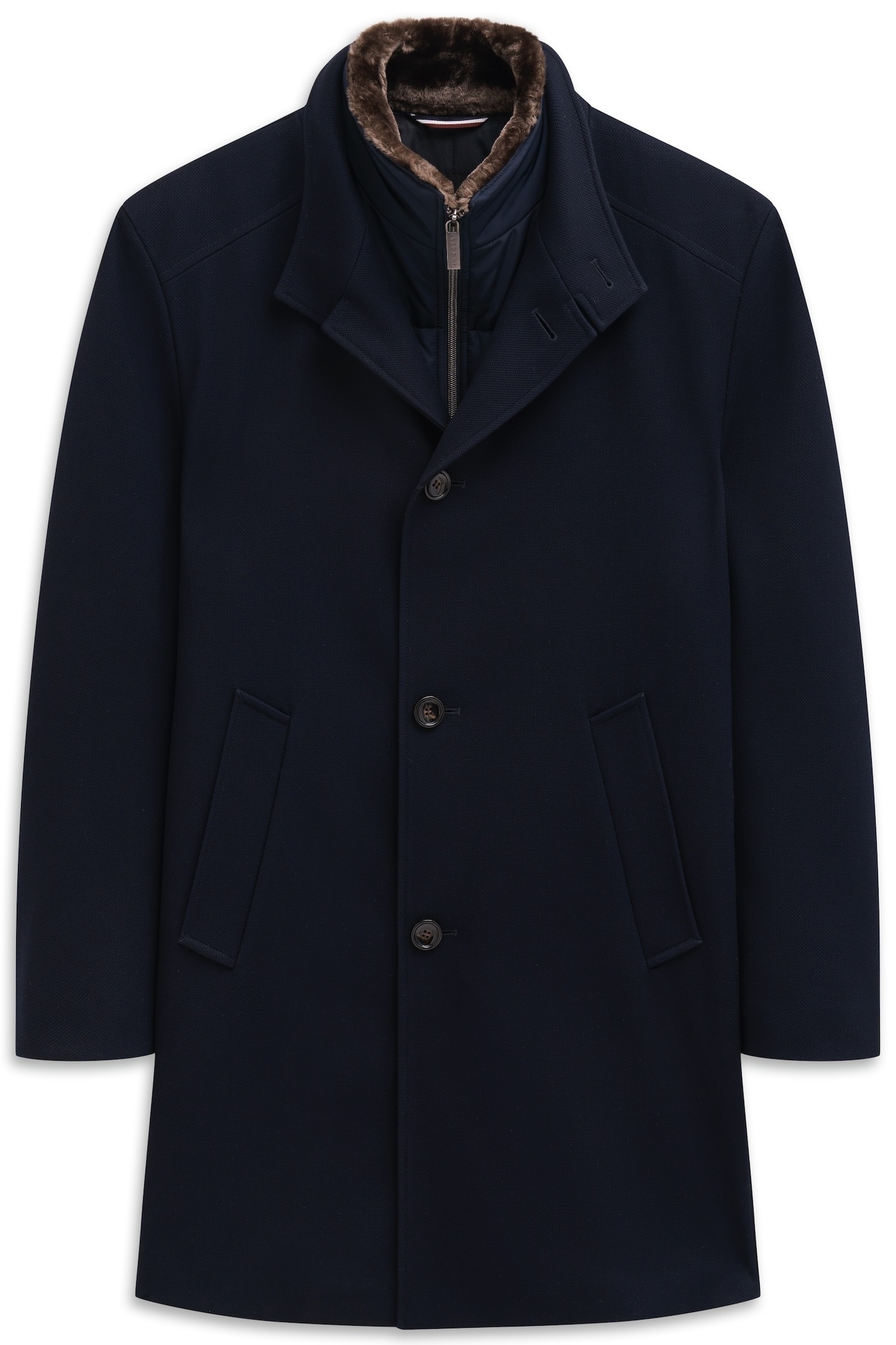 bugatti Kurzmantel »Flexcity Stretch« mit Westen-Einsatz und Kunstfellkragen