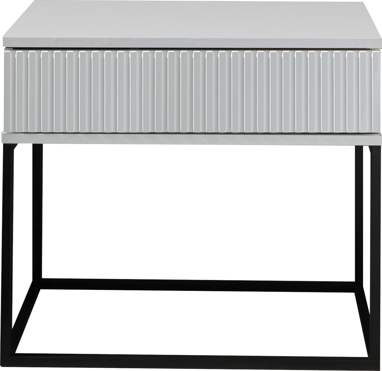 Schlafkontor Nachtkommode »Marle Nachtkonsole, Nachtkästchen auf Metall-Fußgestell« Schubkasten in Rillenoptik auf schwarzem Metallgestell