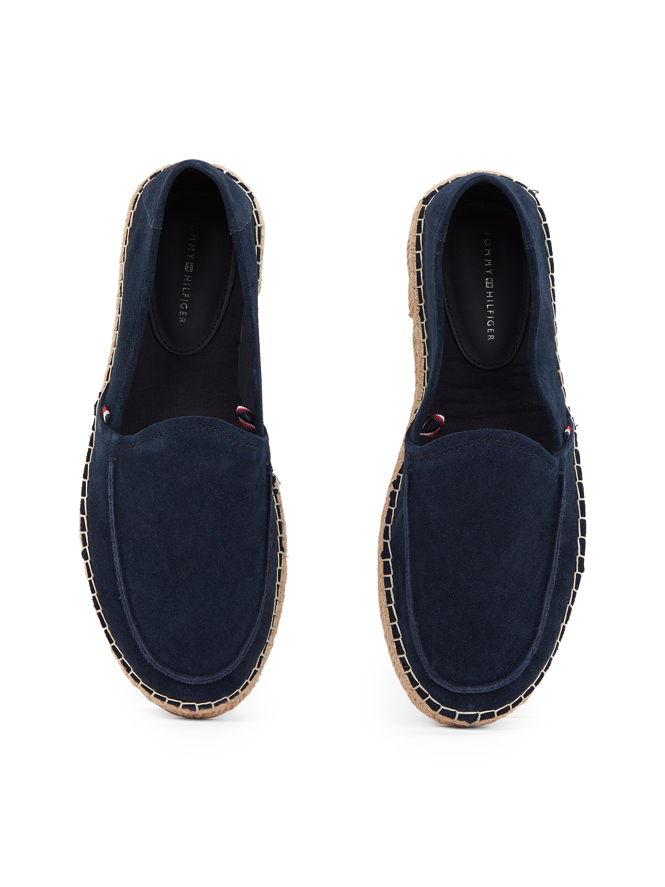 Tommy Hilfiger Espadrille »HILFIGER FLEX ESPA SUEDE LOAFER«, Sommerschuh, Schlupfschuh, Slipper mit Bastbezug am Plateau