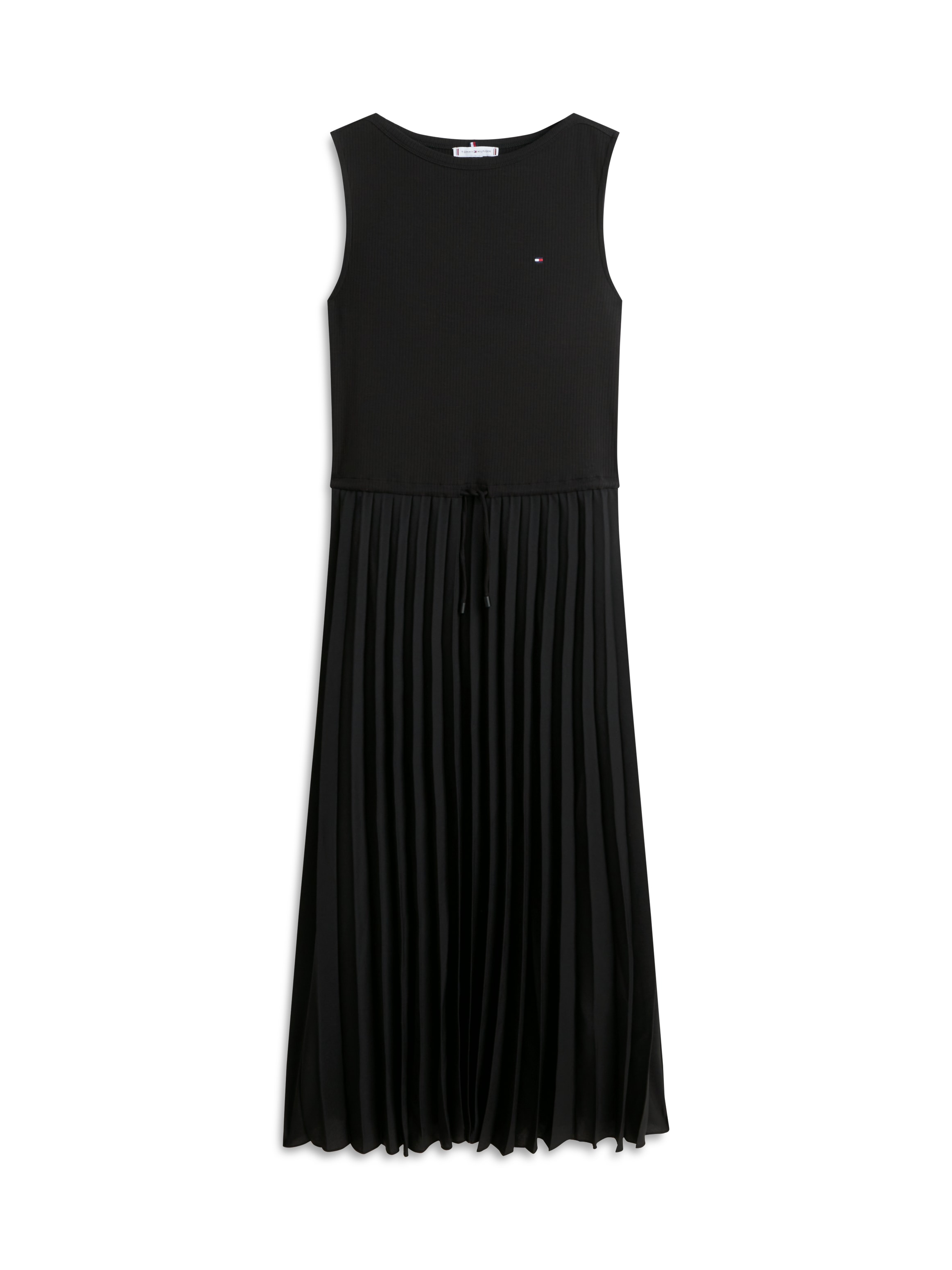 Tommy Hilfiger Strickkleid »5X2 SLASH-NK MIX MEDIA DRS« Ohne Taschen mit feinen Rippen