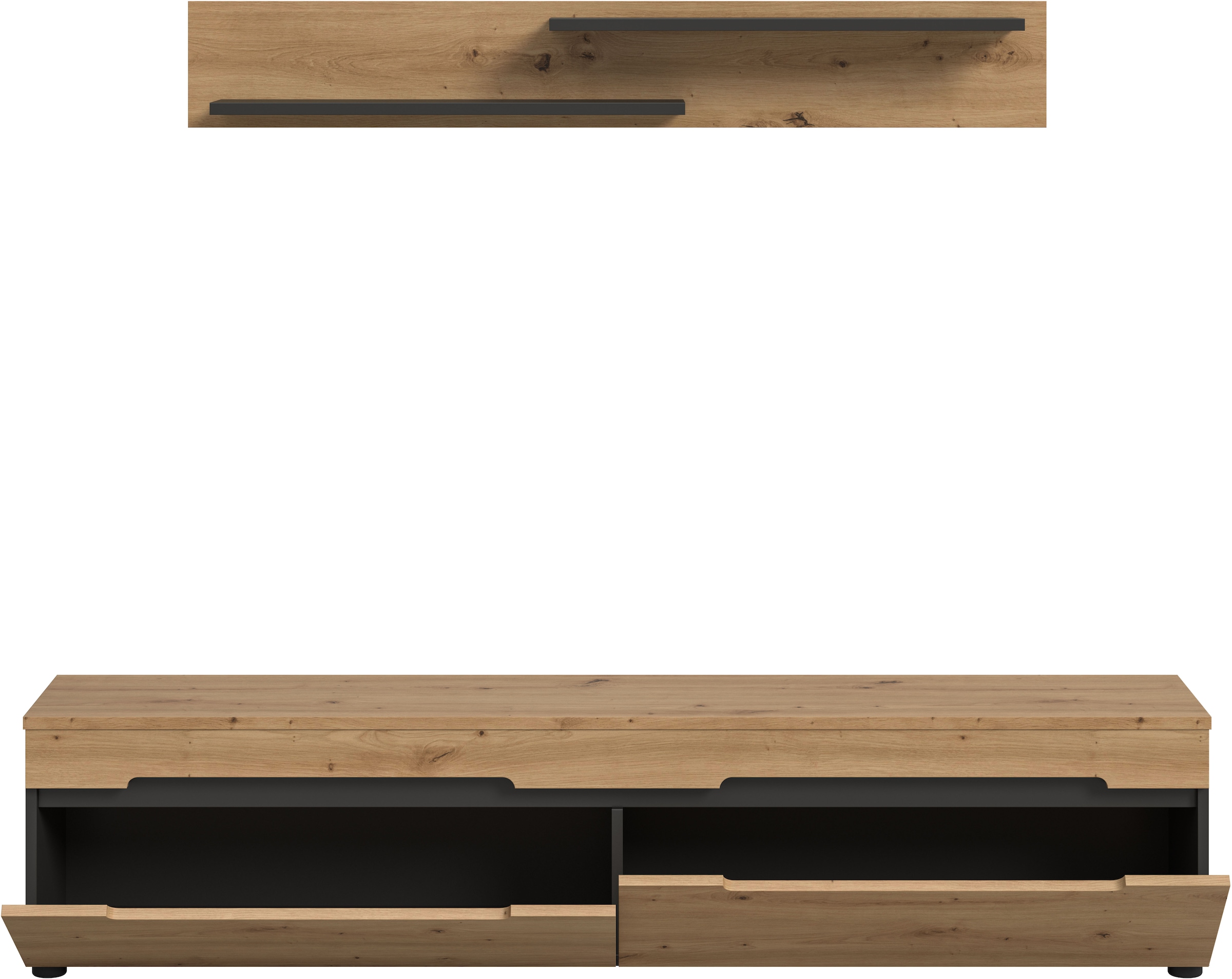 Home affaire Wohnwand »REHAT, TOPSELLER!, 2-teilig, wahlweise stehend und hängend montierbar« Set bestehend aus: Wandboard (13x19x8 cm) und Lowboard (170x38x33 cm), 2 Stk. tlg.