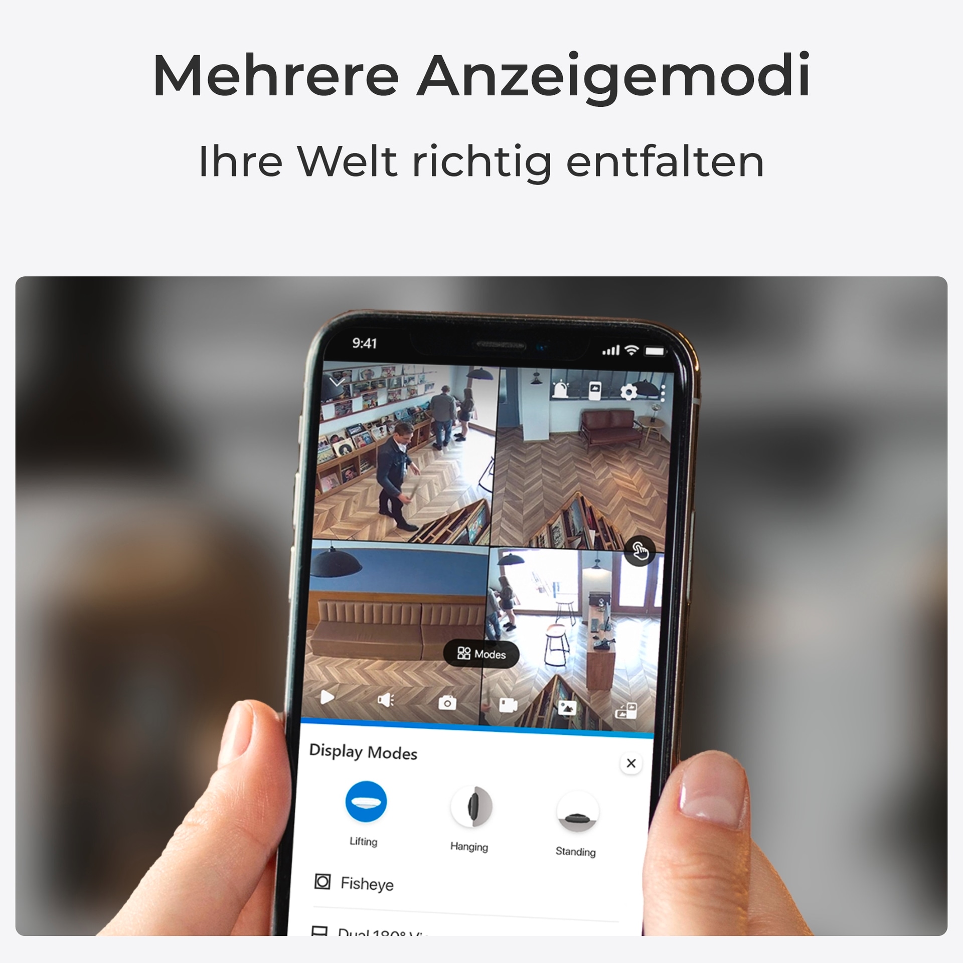 Reolink Überwachungskamera »Fisheye Serie W520 - 6MP Wi-Fi 360° Panorama Überwachungskamera Innen«, Außenbereich, Personenerkennung, Zwei-Wege-Audio, Mehrere Anzeigemodi, Nachtsicht