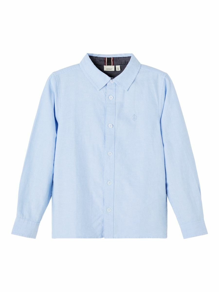 Name It Langarmhemd »NKMNEWSA für Jungen mit Knopfleiste und Baumwollkomfort«, unifarben, casual, regular fit, Baumwolle, Hemdkragen
