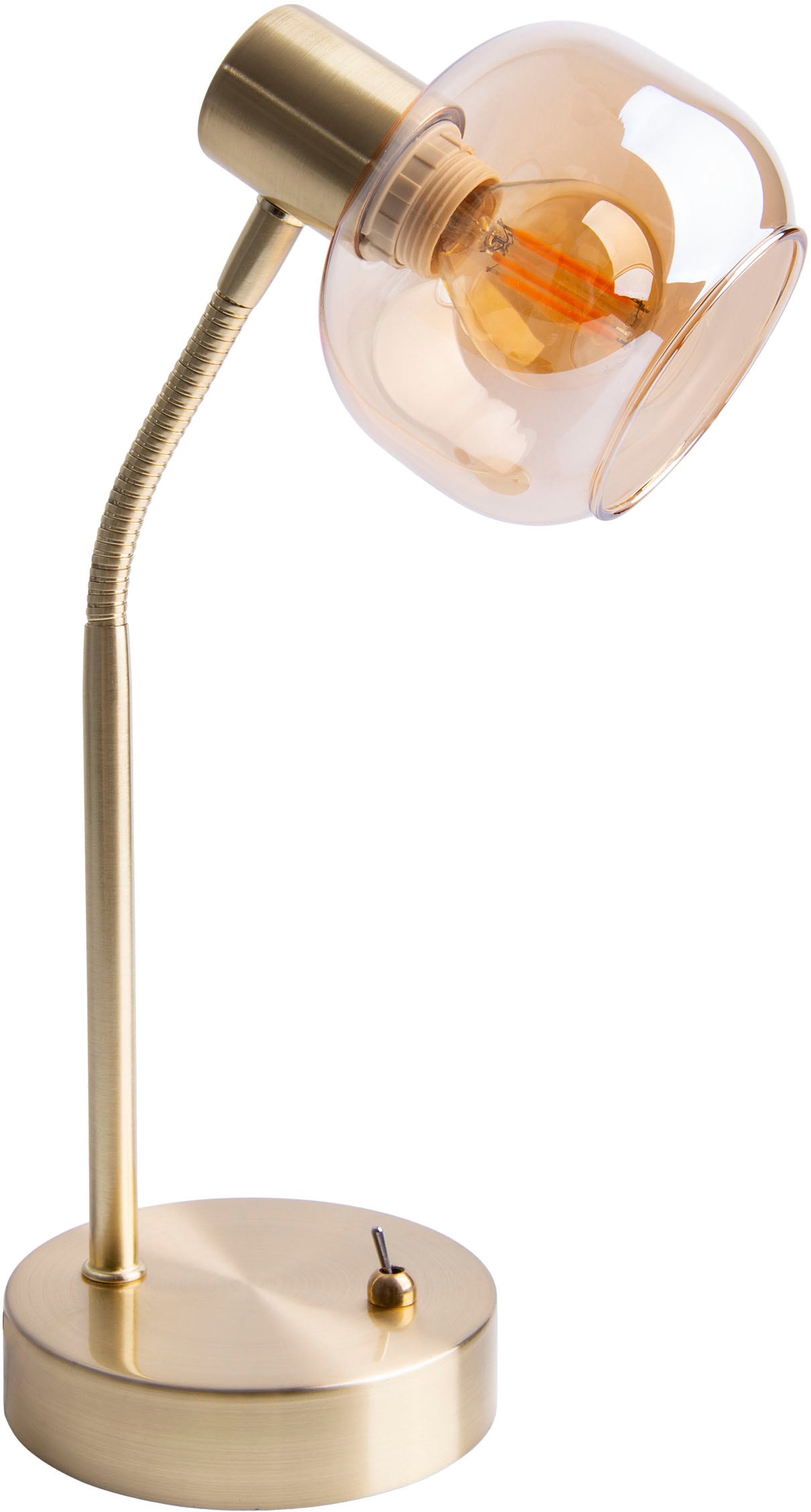 näve Tischleuchte »Libby«, 1 flammig, Leuchtmittel E14 | ohne Leuchtmittel, 1flg. flexibel verstellbar Glasschirm in amber getönt excl. 1xE14