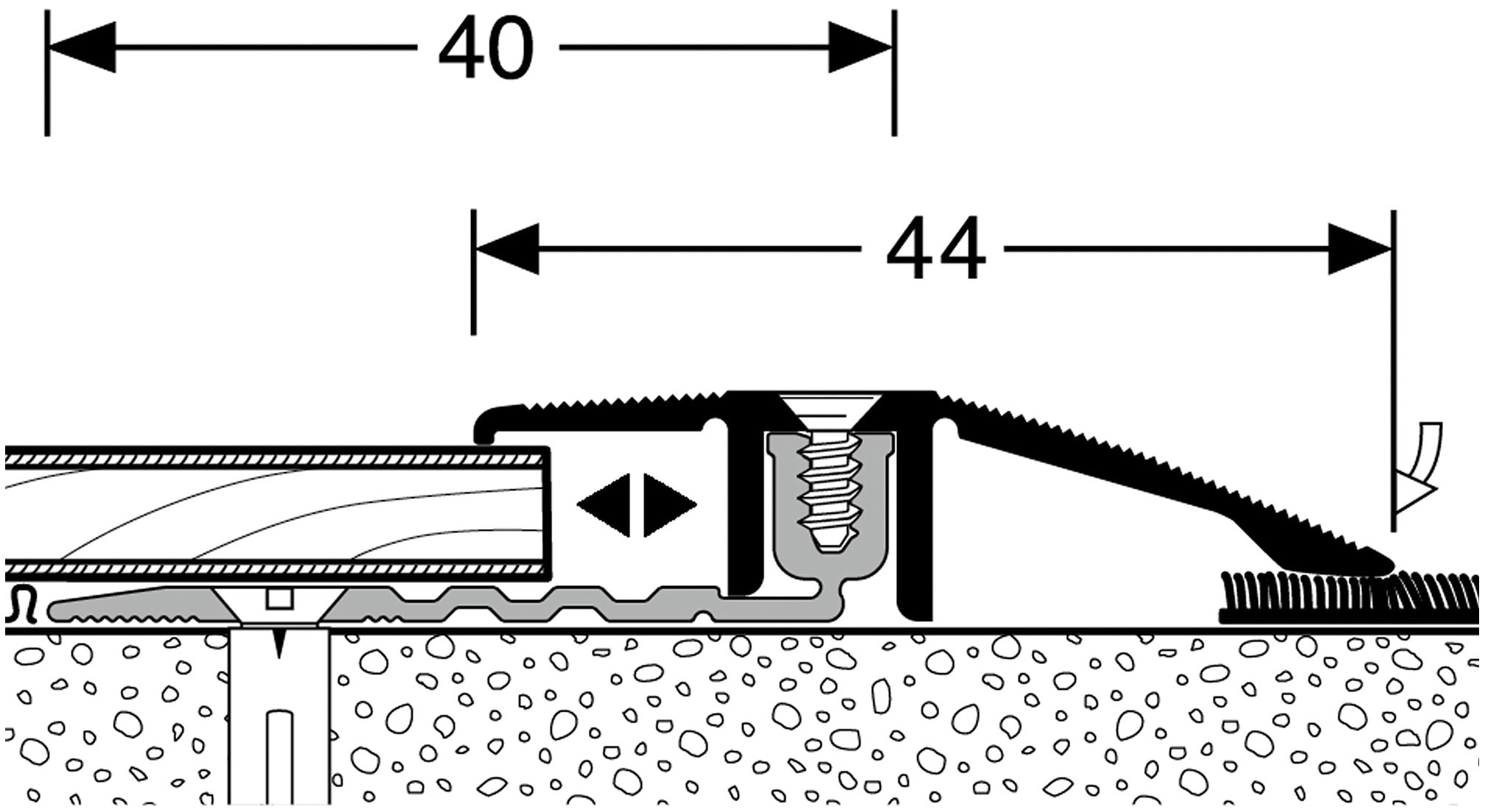 Küberit Übergangsprofil »PPS Champion 286«, BxL: 4,4x100 cm, zum schrauben inkl. Befestigungsmaterial