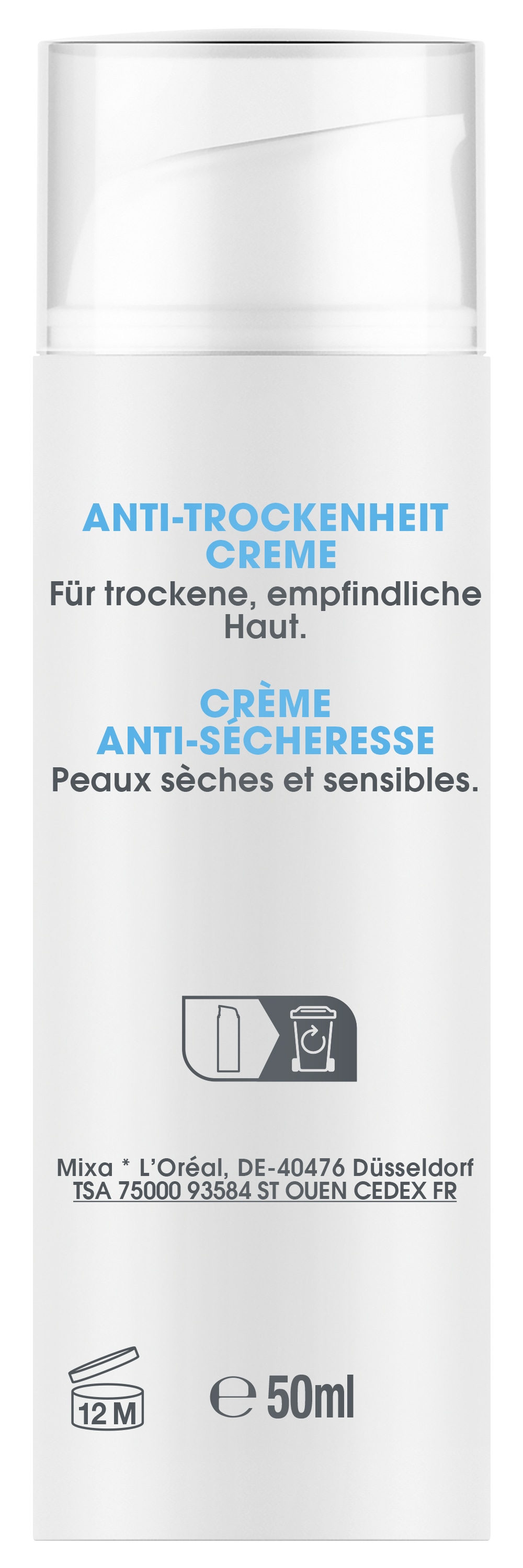Mixa Körpercreme »Mixa Anti-Trockenheit Creme« Bis zu 48h intensive Feuchtigkeit für trockene, empfindliche Haut.