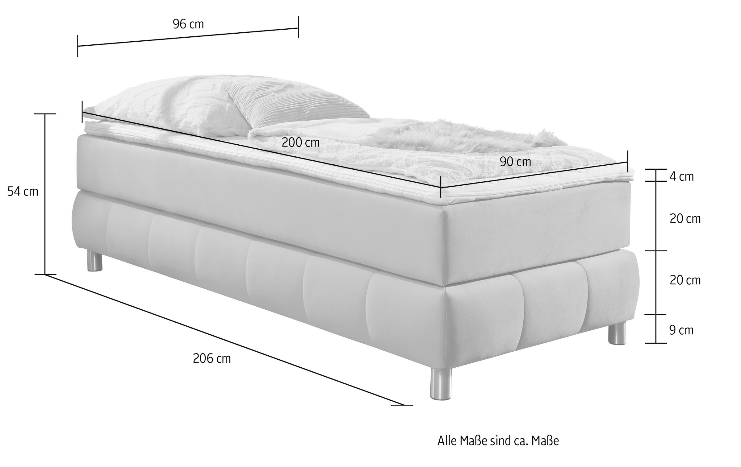 Home affaire Boxspringbett »Salo« Ohne Kopfteil, inkl. Topper, auch in Überlänge 220 cm