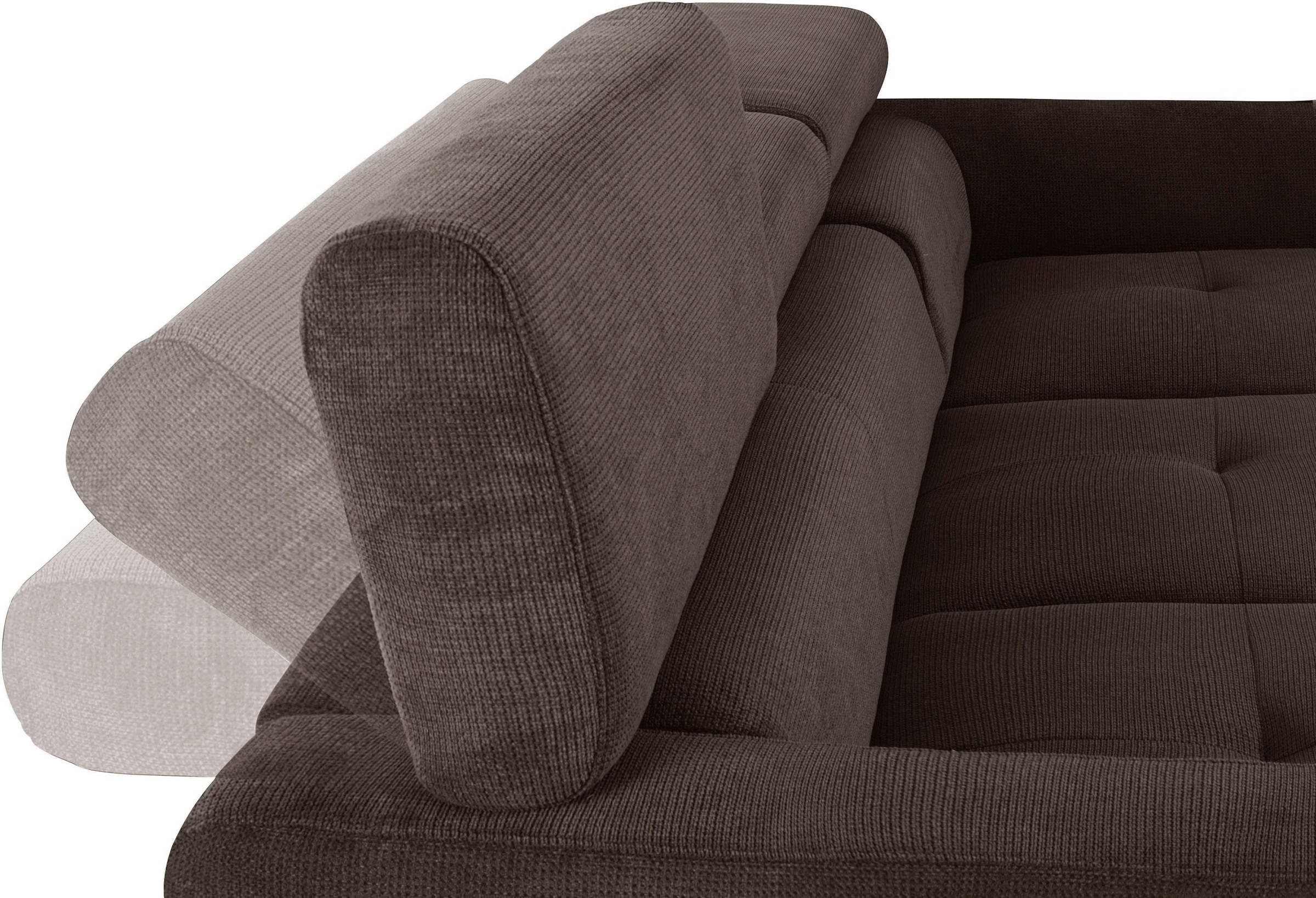 COTTA Polstergarnitur »Sammy L-Form«, (Set), Set bestehend aus: Ecksofa mit Kopfteilverstellung & Hocker