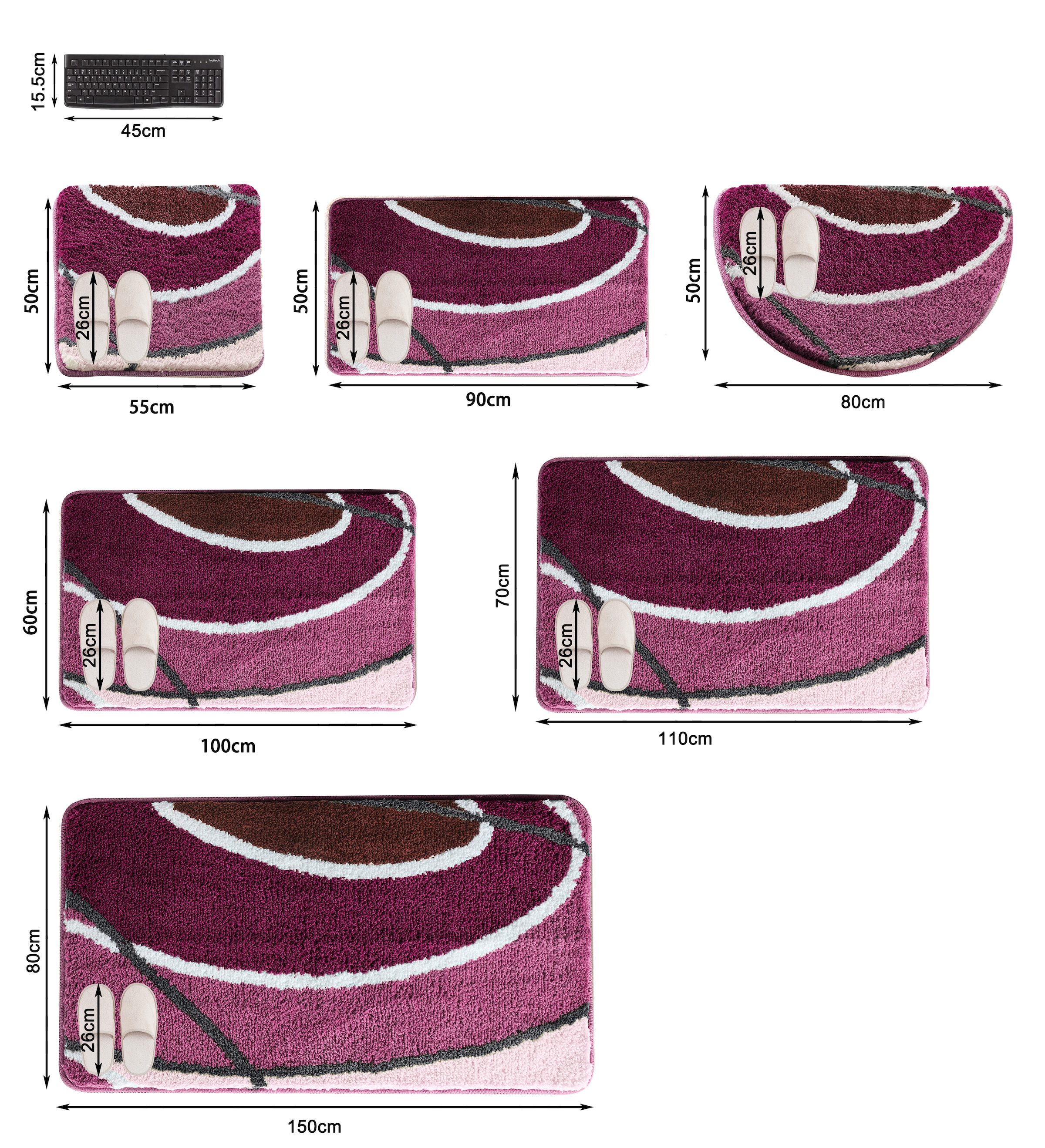 my home Badematte »Juna mit Muster, Badvorleger, Badezimmer Teppich, Duschvorleger« Höhe 20 mm rutschhemmend beschichtet strapazierfähig besonders weich, Design, Badematten, Badteppich