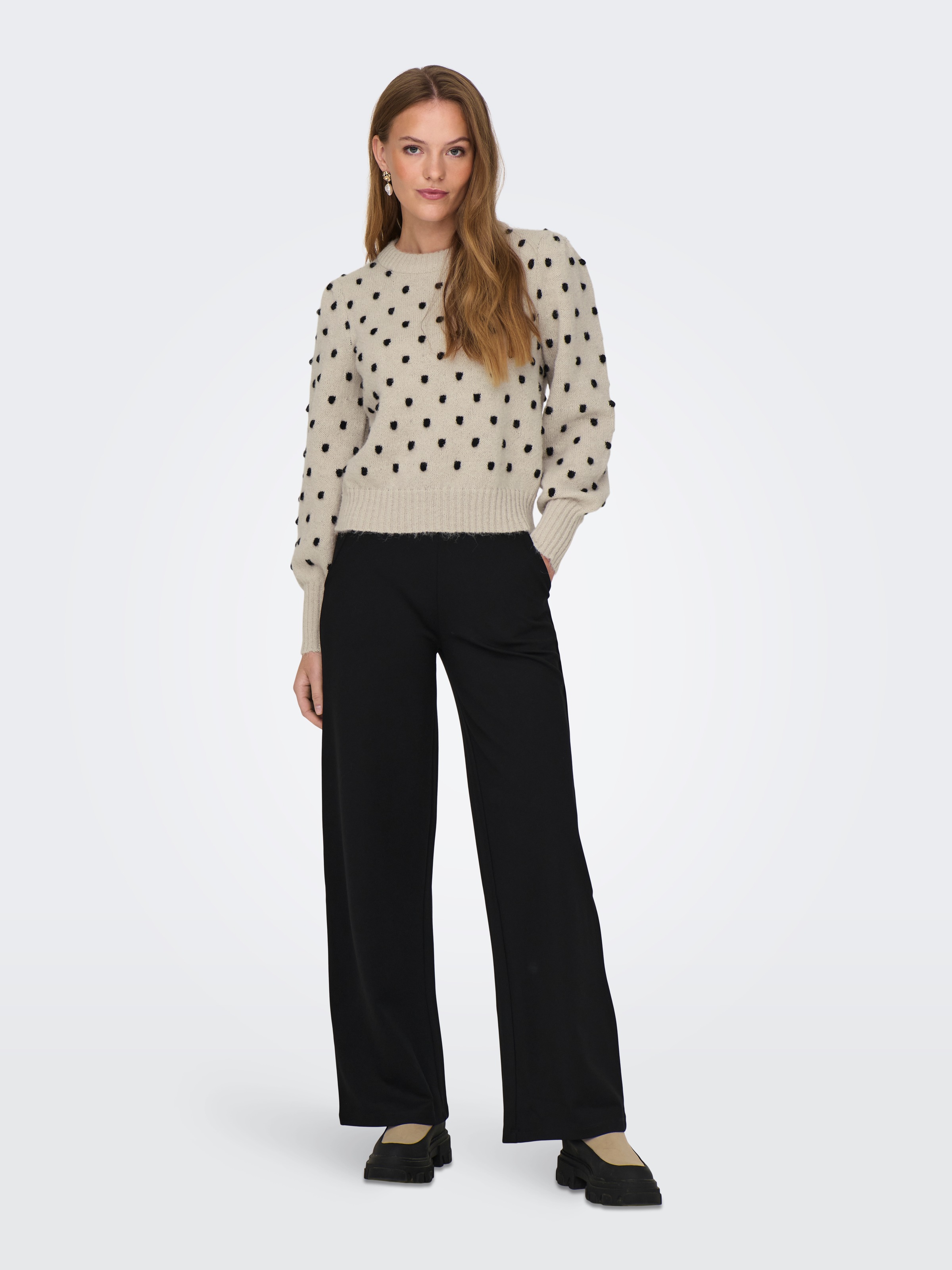 JDY Rundhalspullover »JDYSIGRID LIFE L/S ON PUFF PULL KNT NOOS«, in gepunkteter Optik